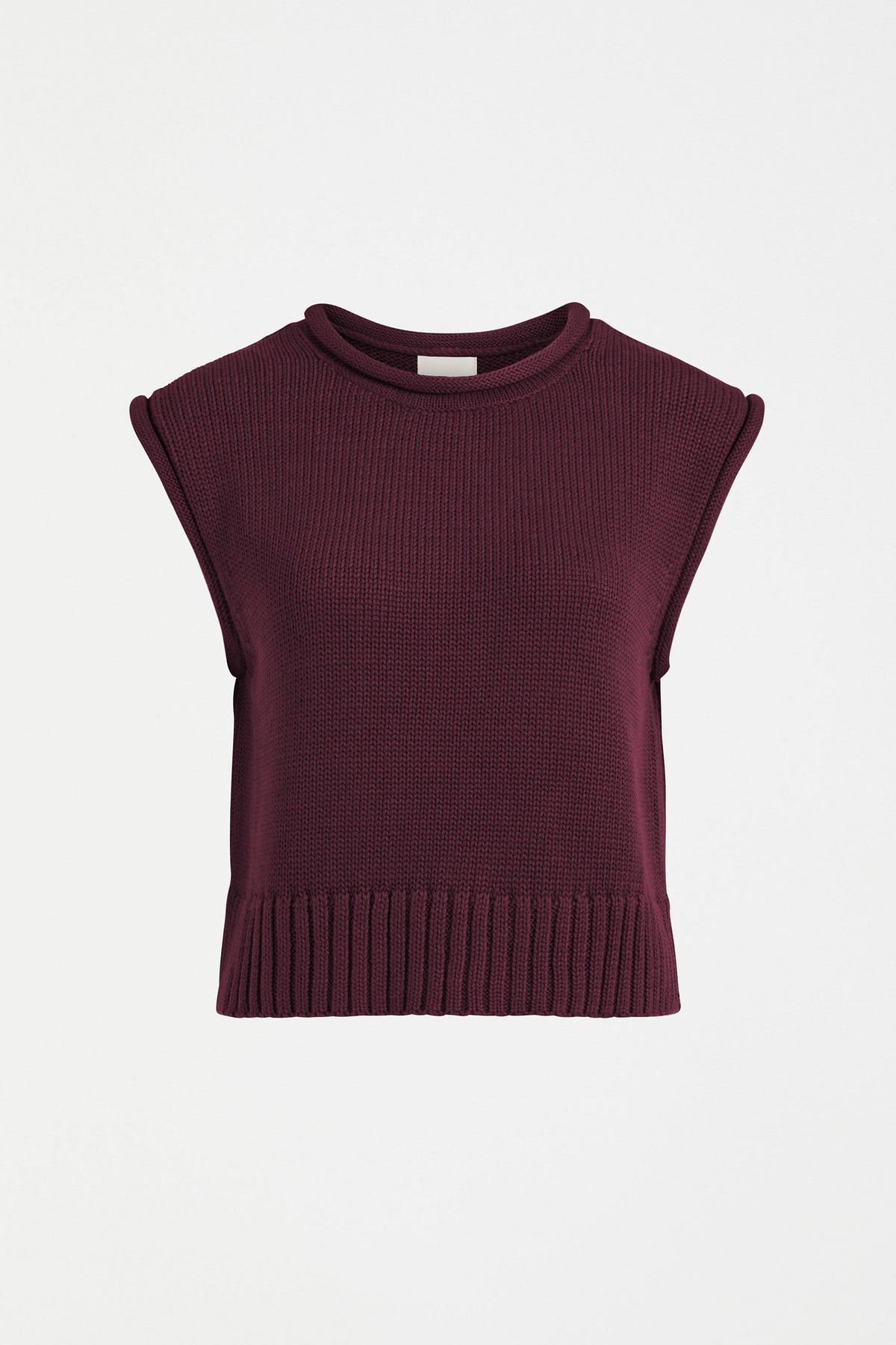 Lunel Organic Cotton Cap Sleeve Rolled Hem Cropped Vest Front | SHIRAZ