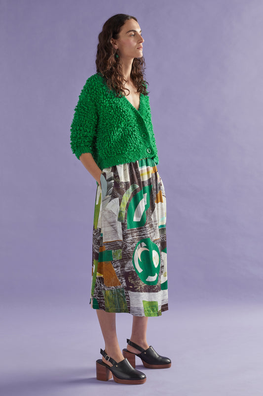 Lenne Midi Print Pull-On Skirt Model Front Full Body campaign | LUNA PRINT