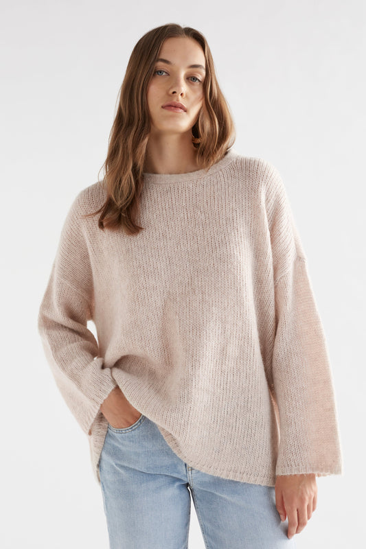 Osby Boxy Fit Alpaca Knit Sweater Model Front | ECRU