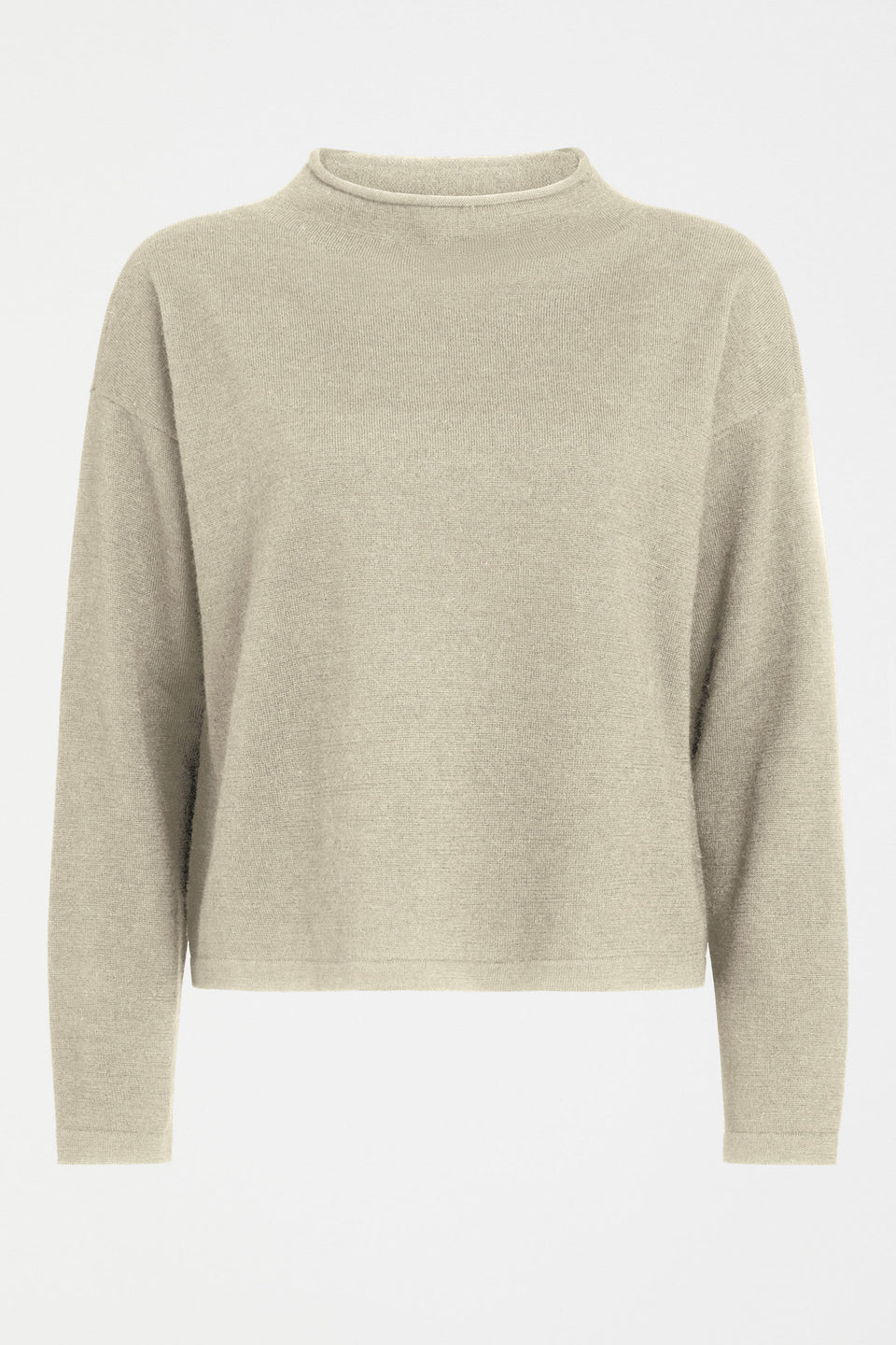 Pirata Cropped Lightweight Merino Funnel Neck Sweate Front | FLAX