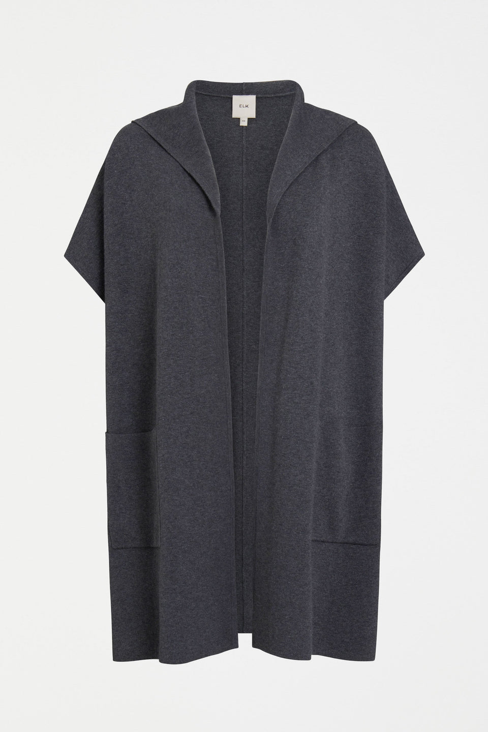 Neuwt Cotton-Wool Open Long Hooded Poncho Front | CHARCOAL MELANGE