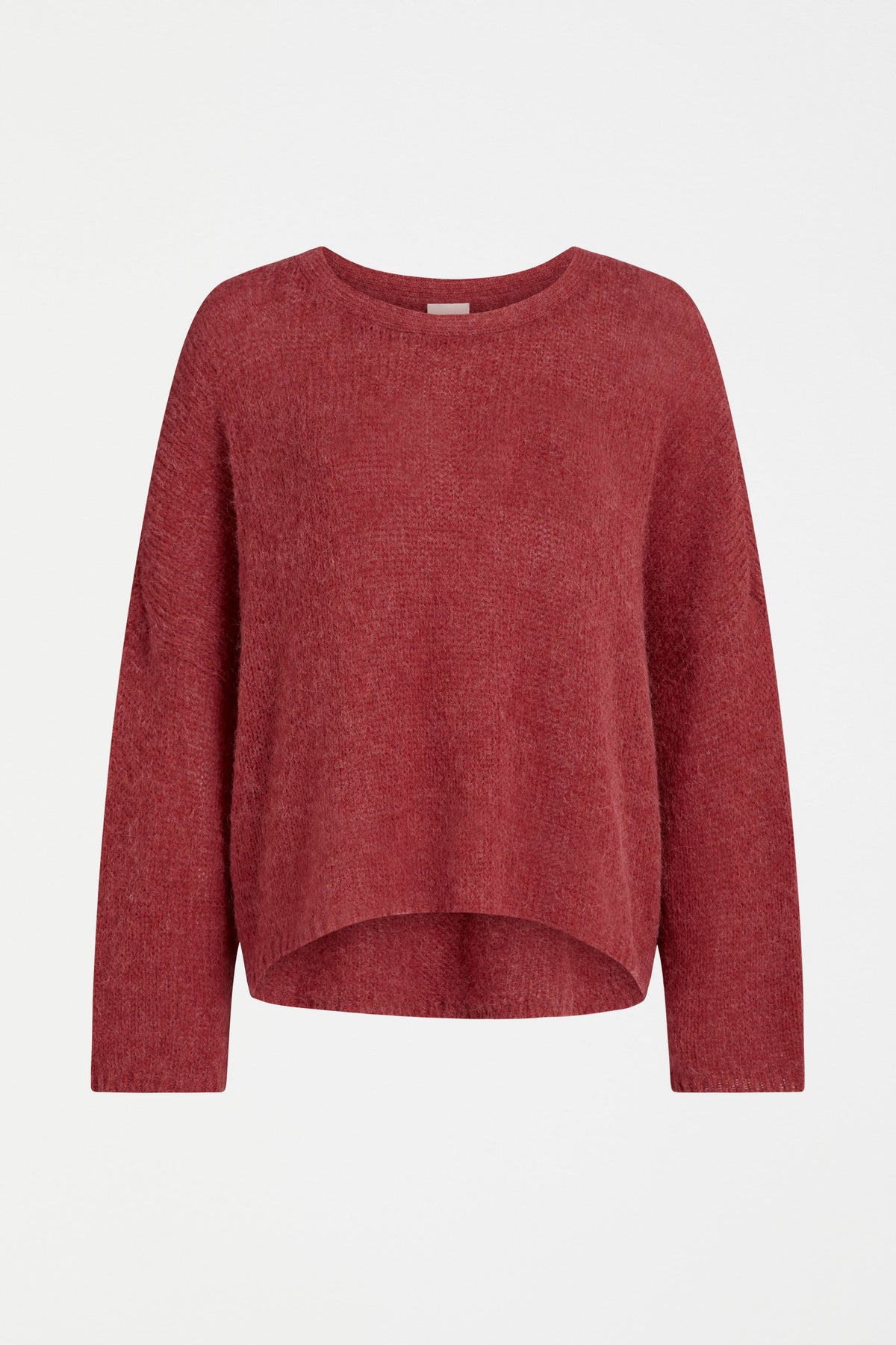 Agna Relaxed Box Fit Alpaca Yarn Knit Sweater Front | ROUGE