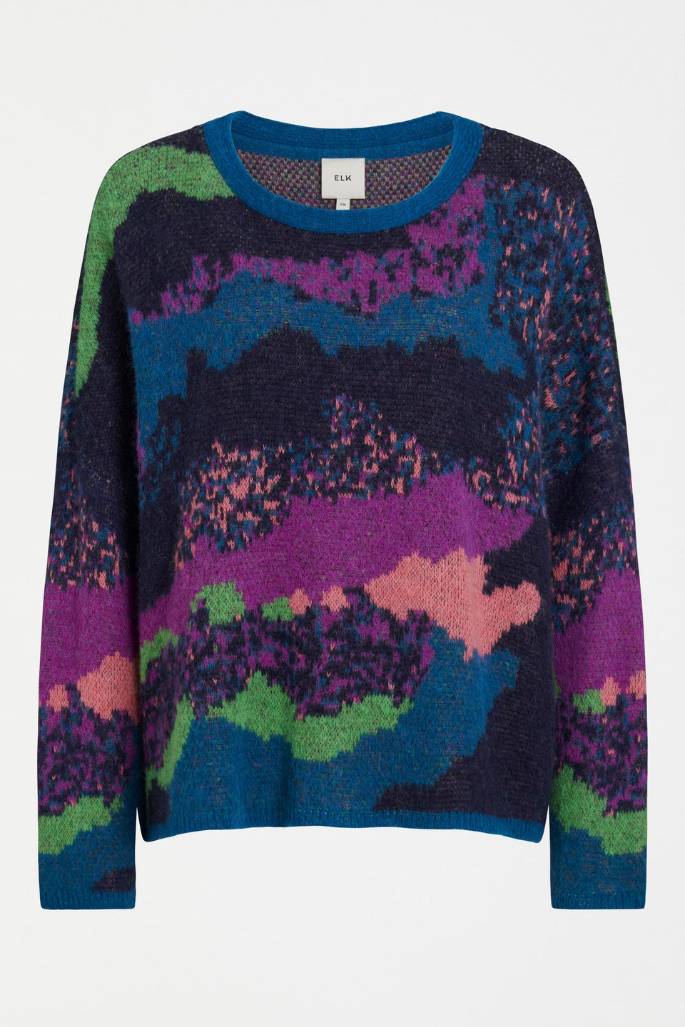 Sprache Multi Coloured Wave Pattern Oversized Knit Sweater Front | MULTI JACQUARD