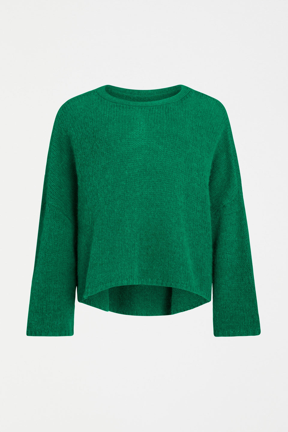 Agna Relaxed Box Fit Alpaca Yarn Knit Sweater Front full body | MILAN GREEN