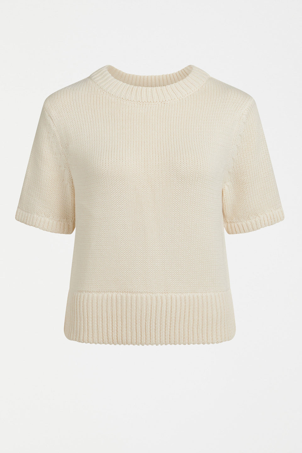 Luft Organic Cotton Chunky Tshirt Knit Top Front | WHITE