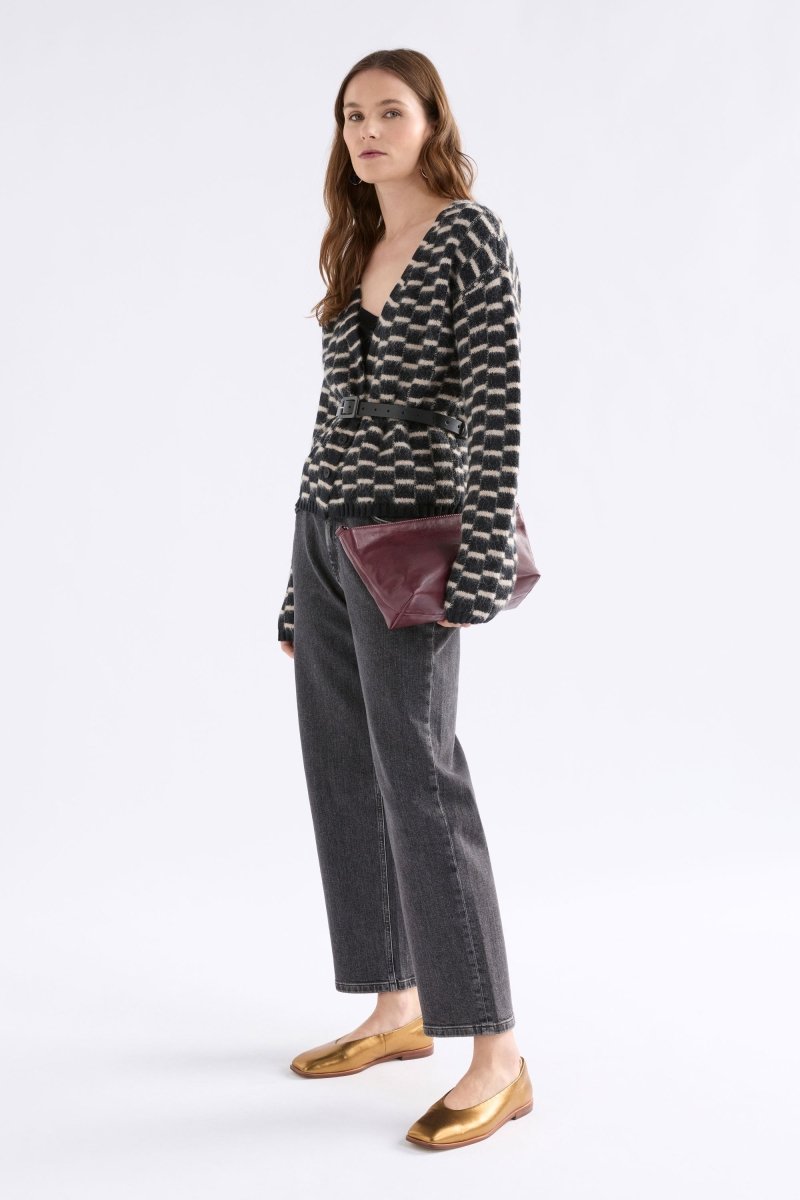 Lunz Cardi Knitwear - ELK | BLACK BEIGE