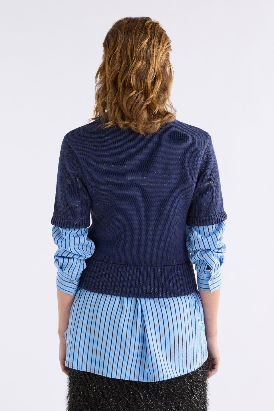 Luft Lurex Knit Top Navy Copper Knitwear - ELK | NAVY COPPER