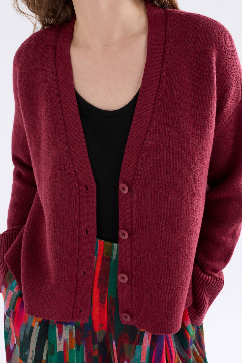 Klee Cardi Merlot Knitwear - ELK | MERLOT