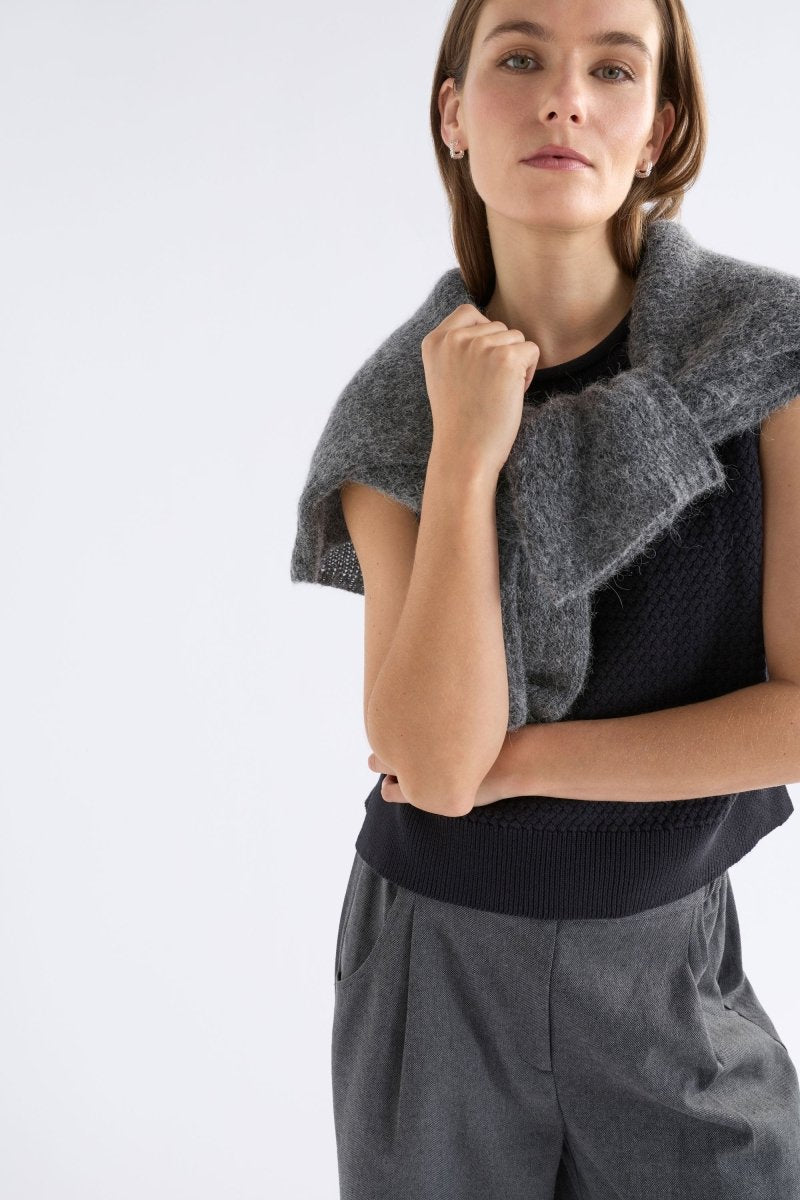 Naya Knit Vest Black Knitwear - ELK | BLACK
