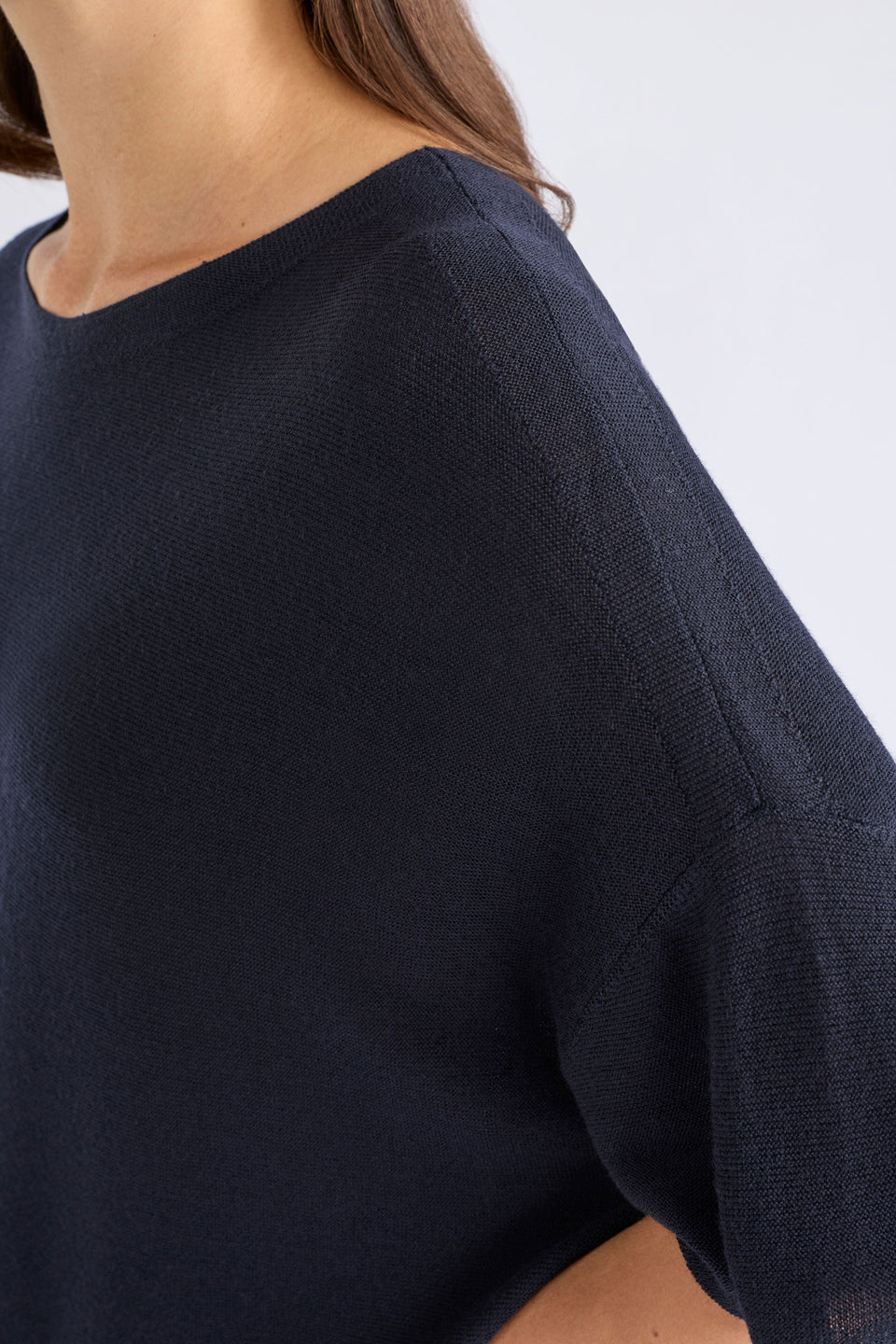 Kita Fine Merino Knit Short Sleeve Top ELK | MIDNIGHT