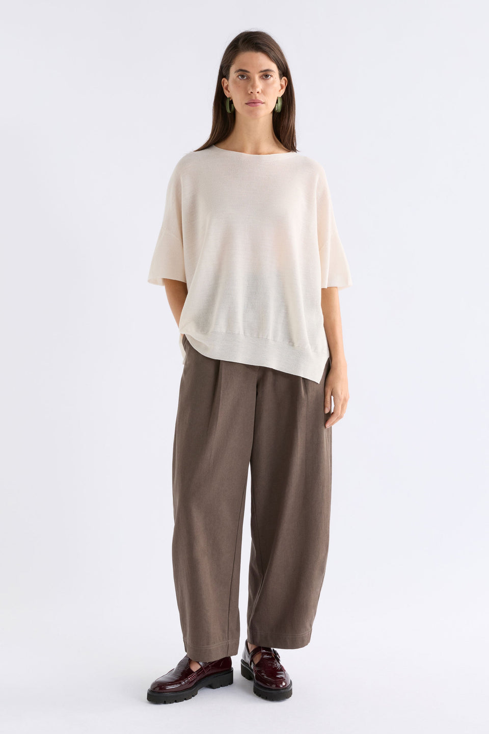 Kita Fine Merino Knit Shortsleeve Top | CREAM