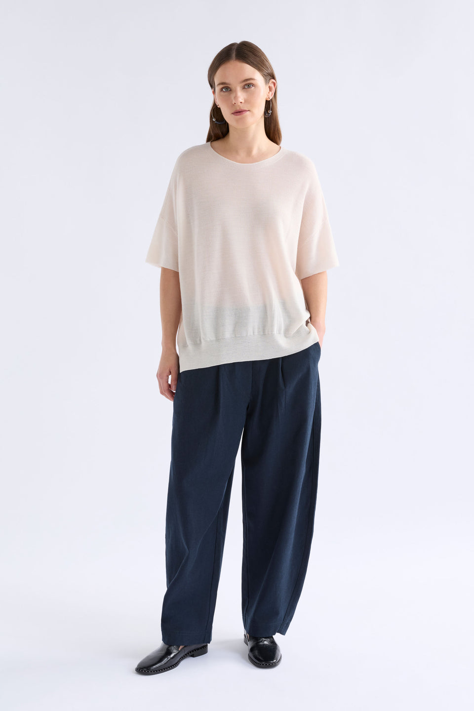 Kita Fine Merino Knit Short sleeve Top | CREAM