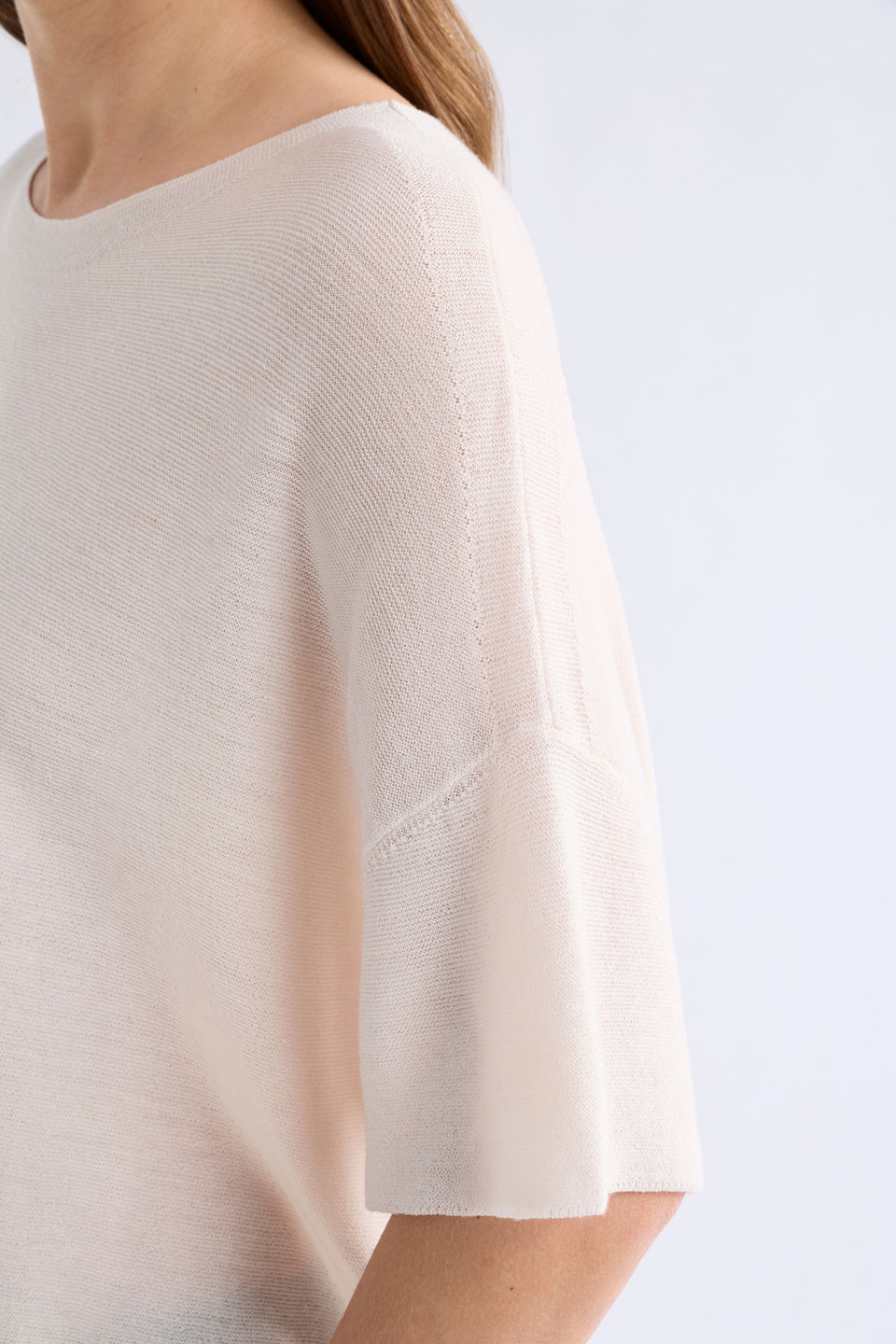 Kita Fine Merino Knit Short sleeve Top | CREAM