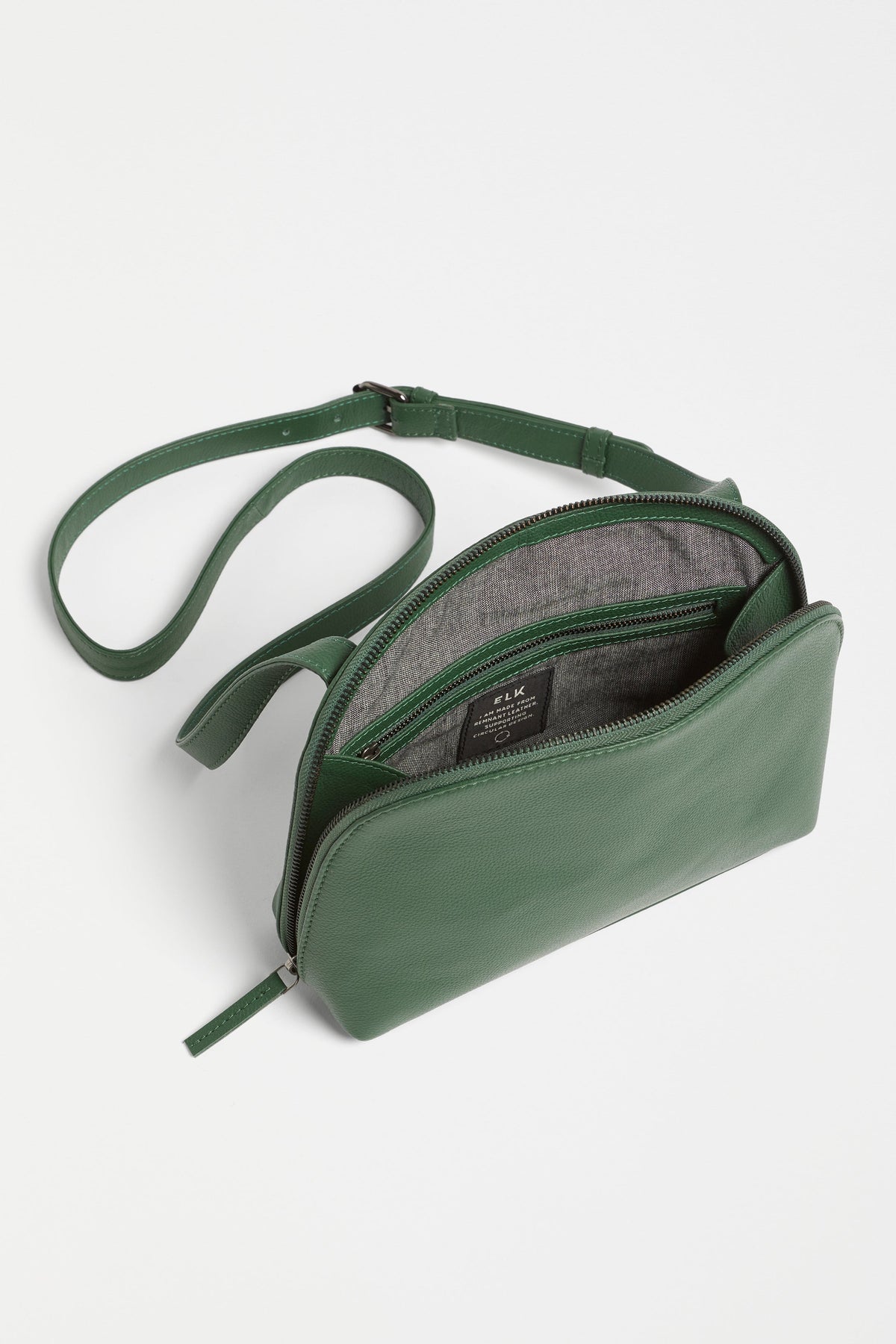 Orcas Half Moon Zip Up Small Leather Bag front |