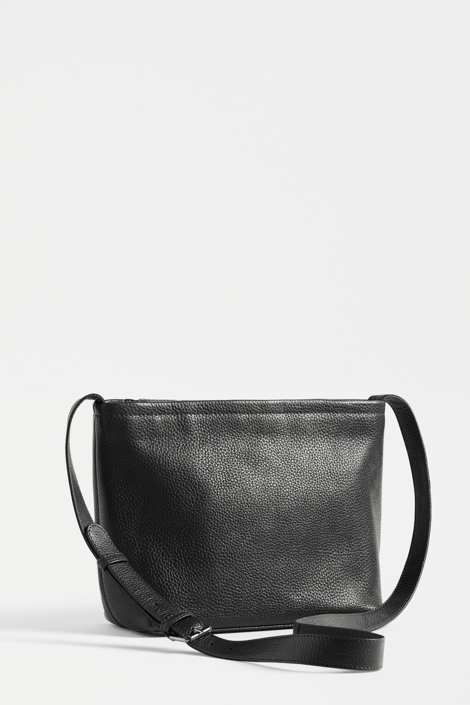 Lomi Classic Zip Up Leather Crossbody Bag Front | BLACK