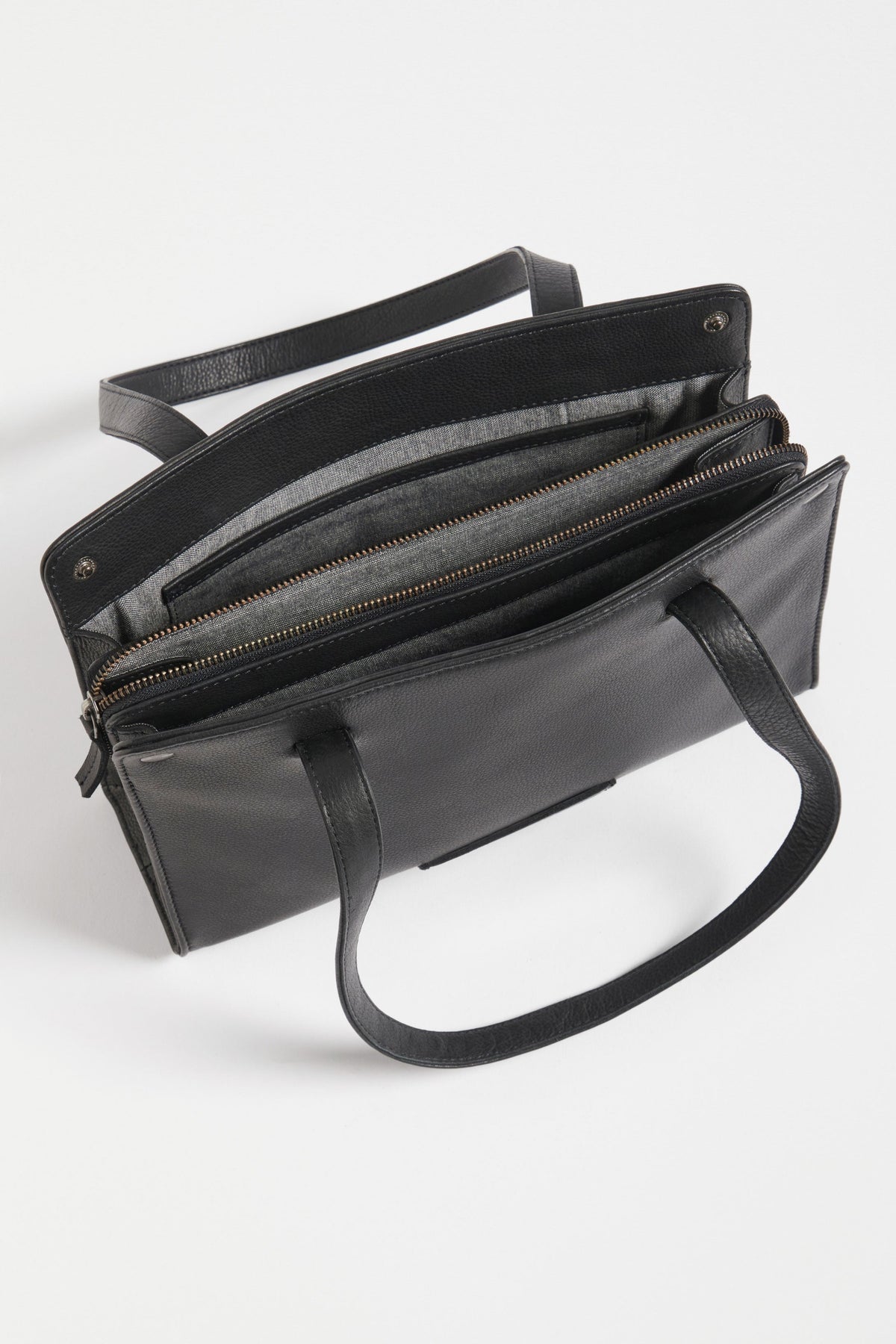 Mini Remnant Leather Zip Up Small Shoulder Bag Internal | BLACK