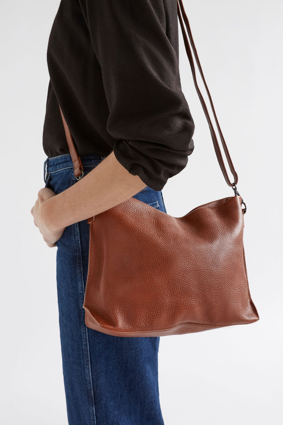 Nuoli Mini Leather Transformable Backpack to Crossbody Bag as Shoulder Bag detail | TAN