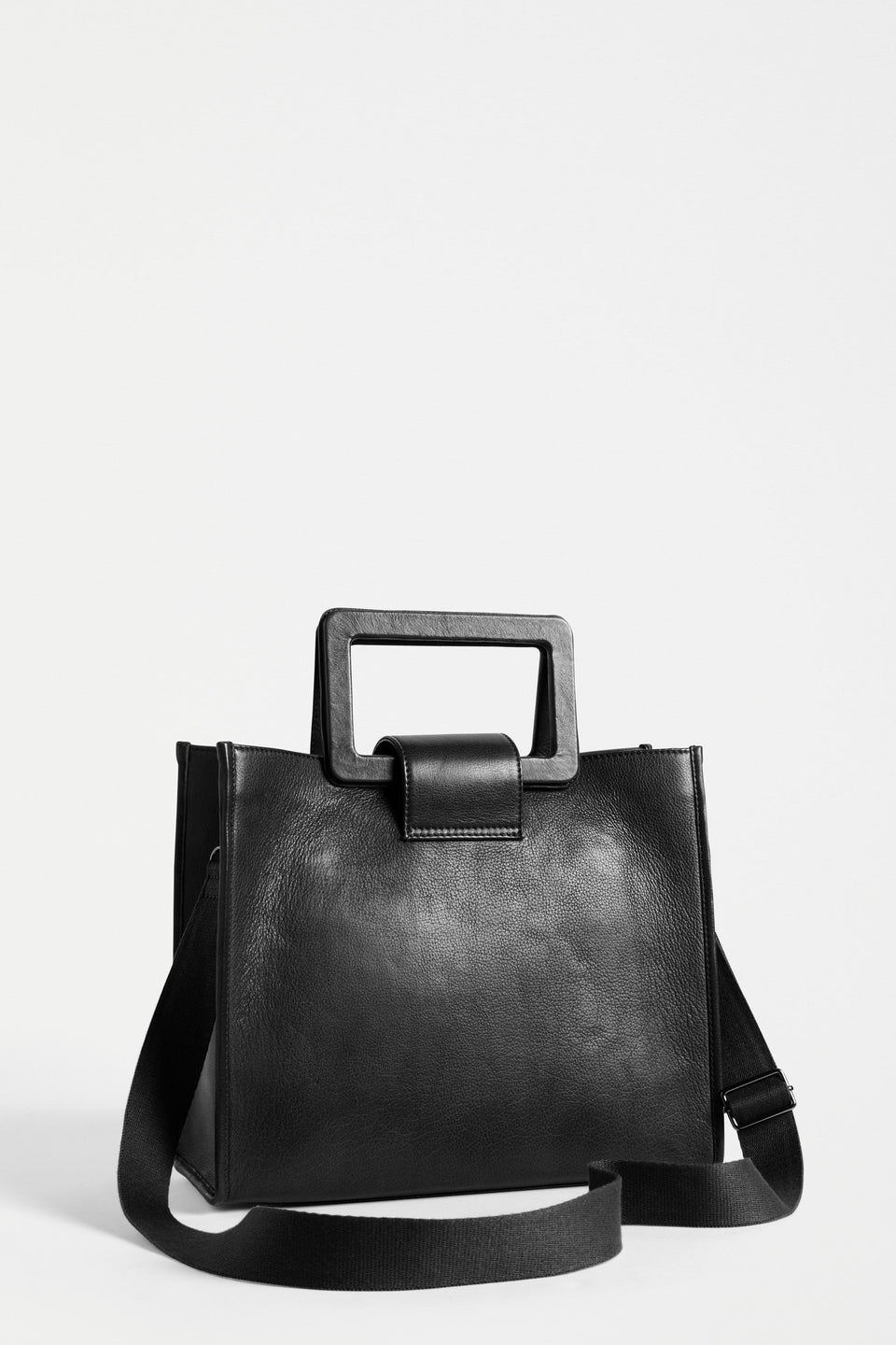 Faya Structured Leather Work Shopper Back | BLACK