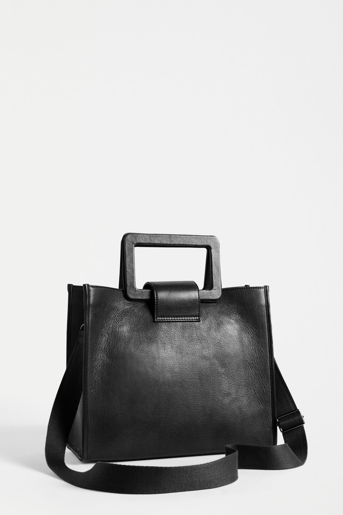 Faya Structured Leather Work Shopper Back | BLACK