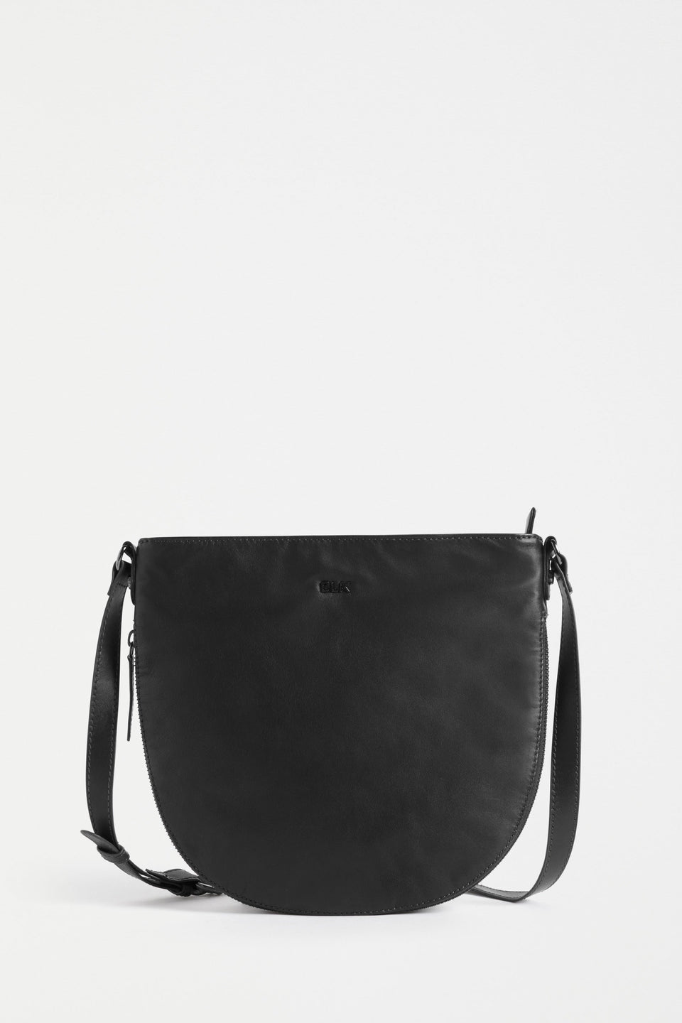 Nors Half Moon Leather Crossbody Bag Front | BLACK