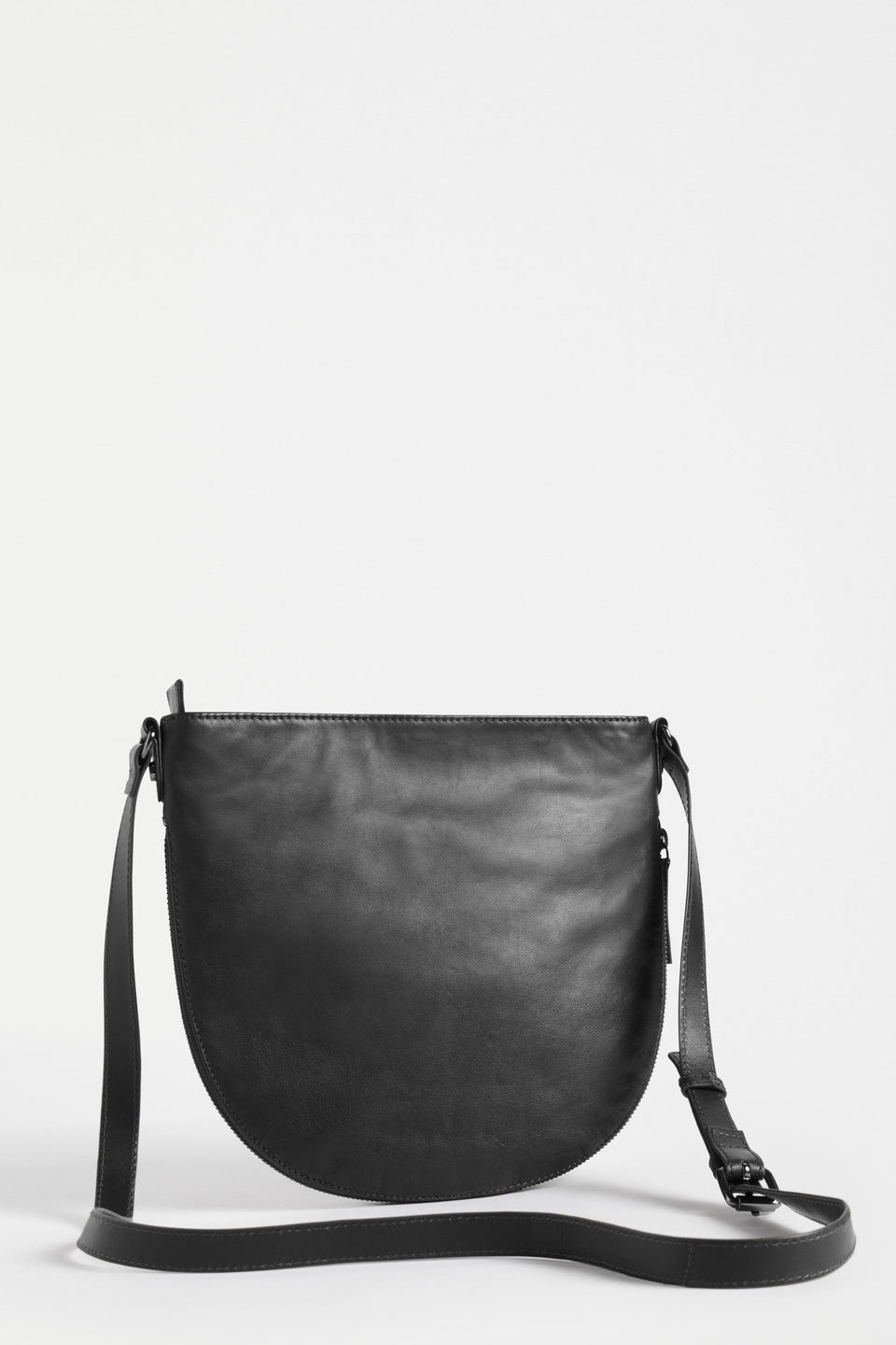 Nors Half Moon Leather Crossbody Bag Back | BLACK