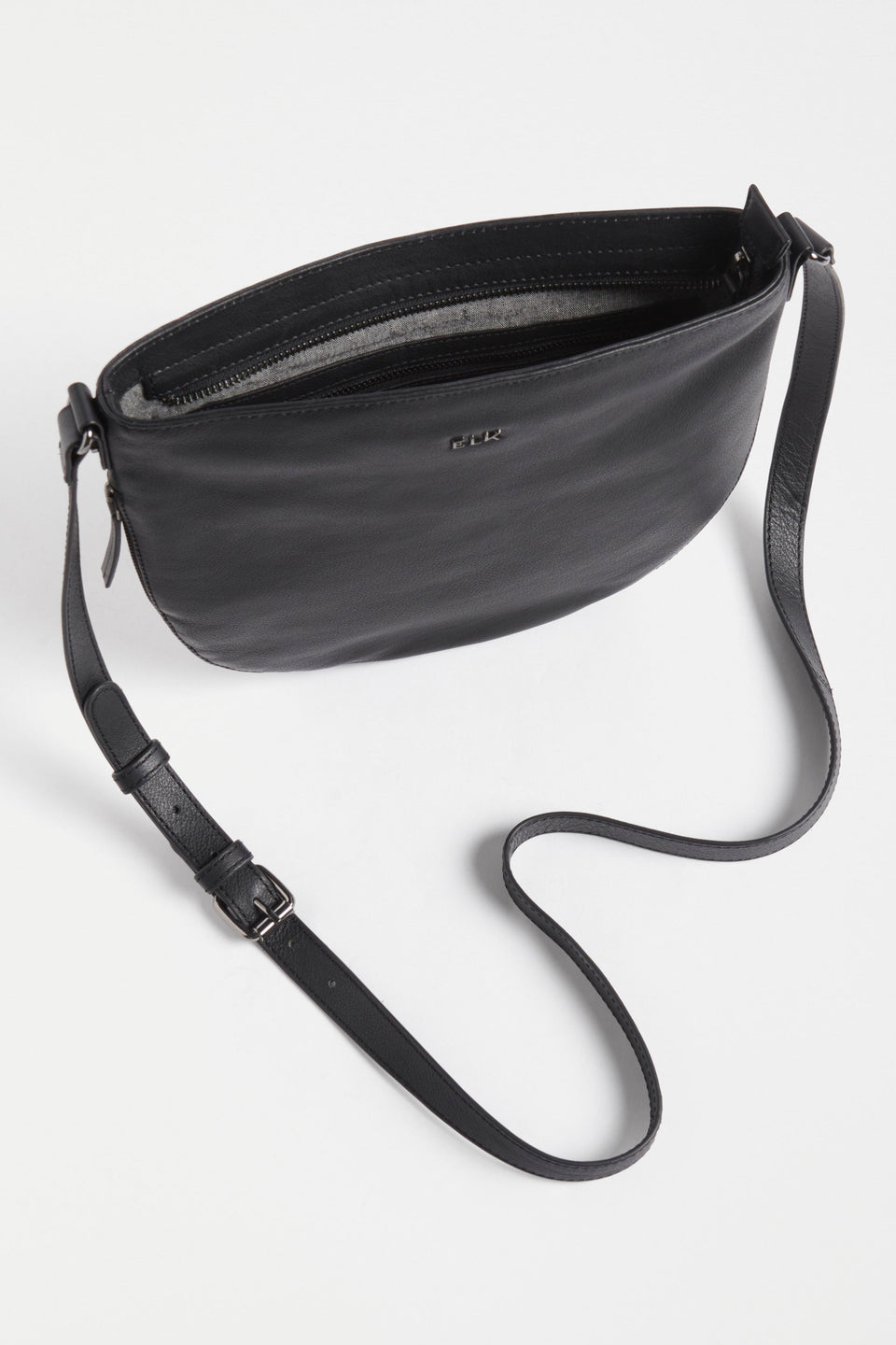 Nors Half Moon Leather Crossbody Bag Internal | BLACK