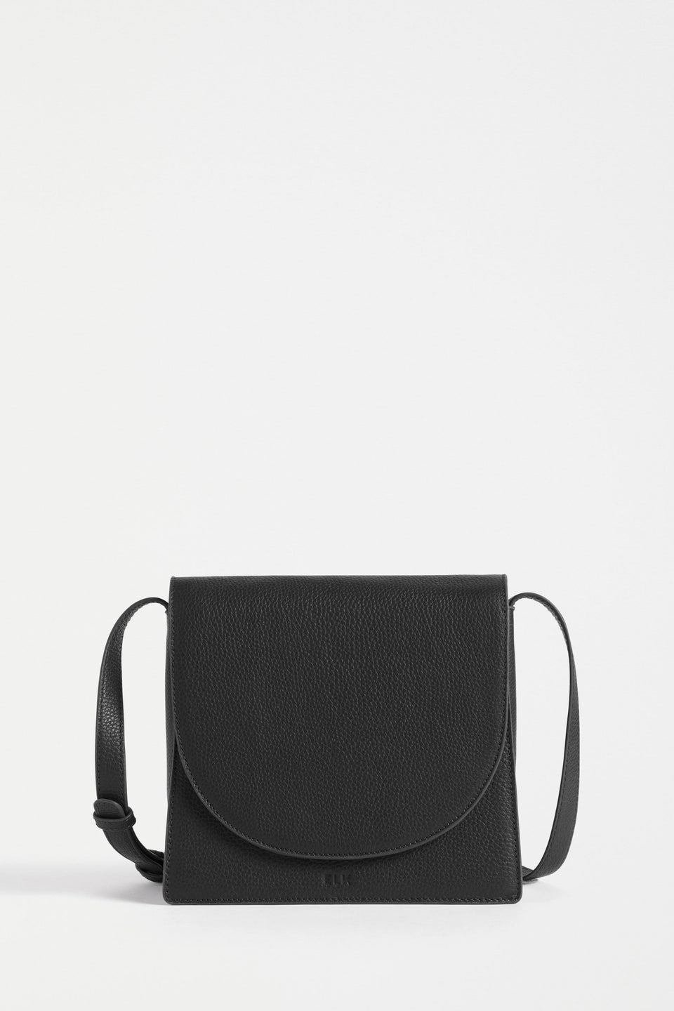 Sejer Structured Leather Crossbody Bag with Flap Closure Front | BLACK