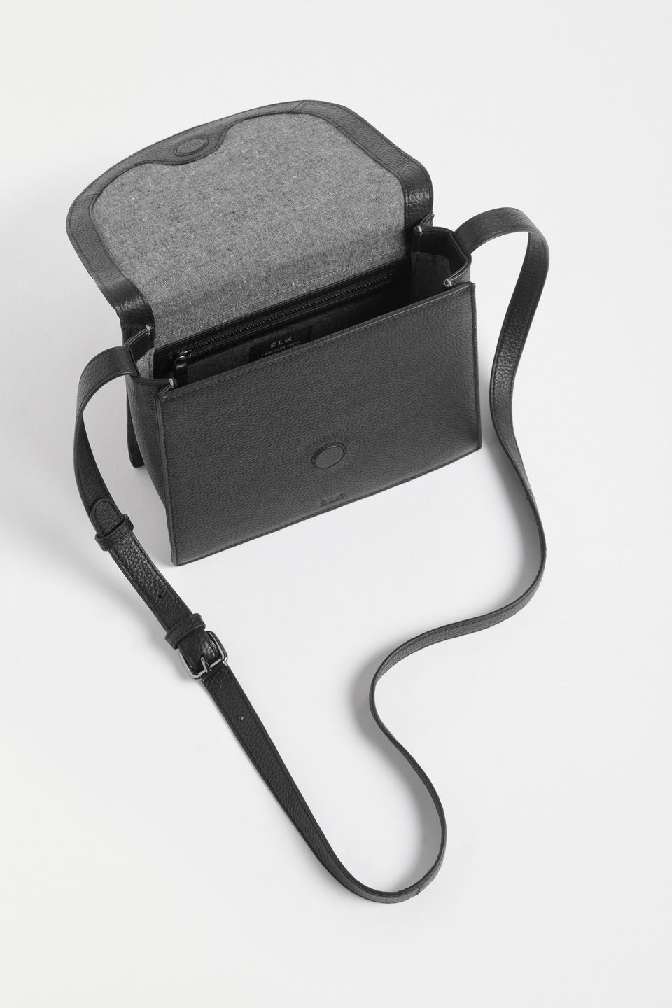 Sejer Structured Leather Crossbody Bag with Flap Closure Internal | BLACK