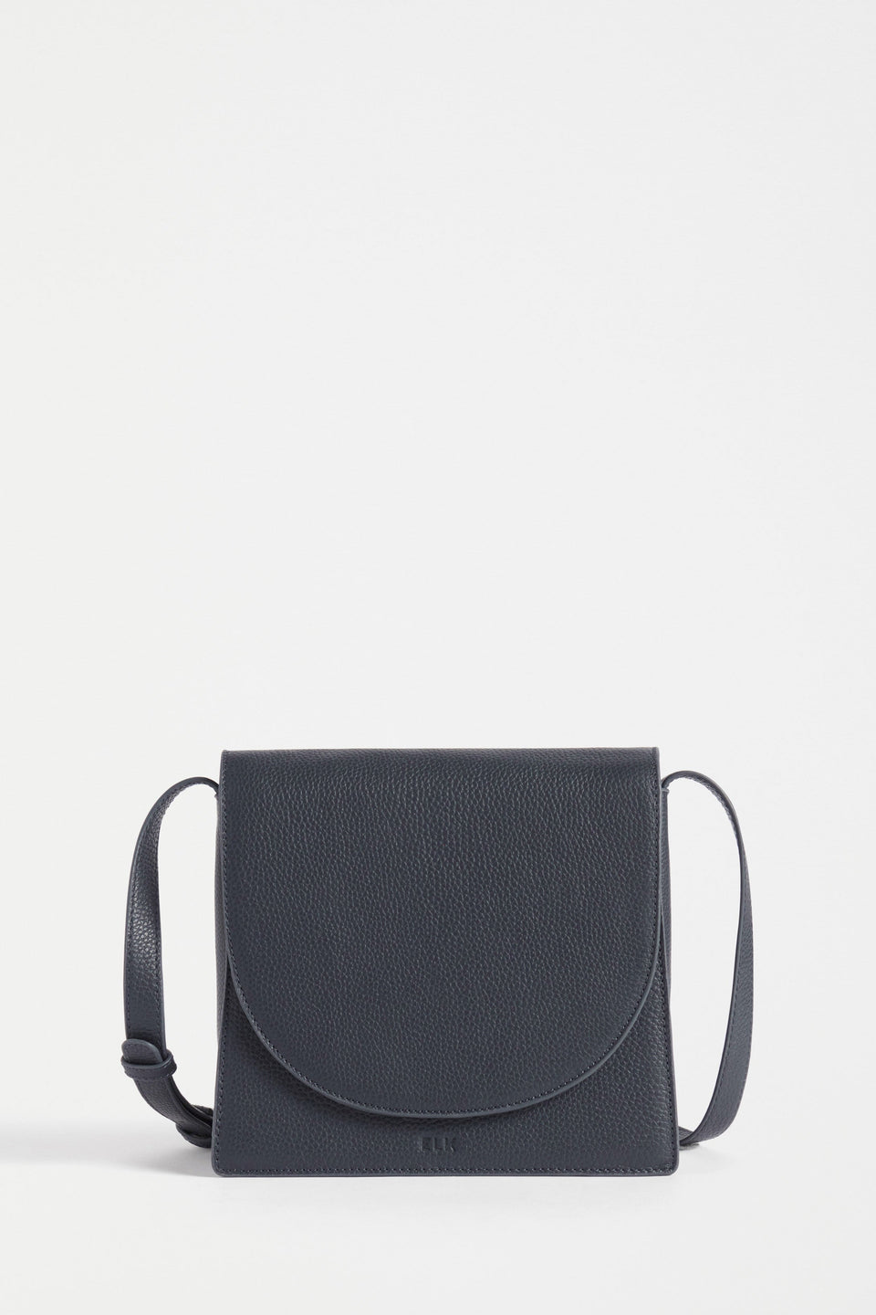 Sejer Structured Leather Crossbody Bag with Flap Closure Front | NAVY