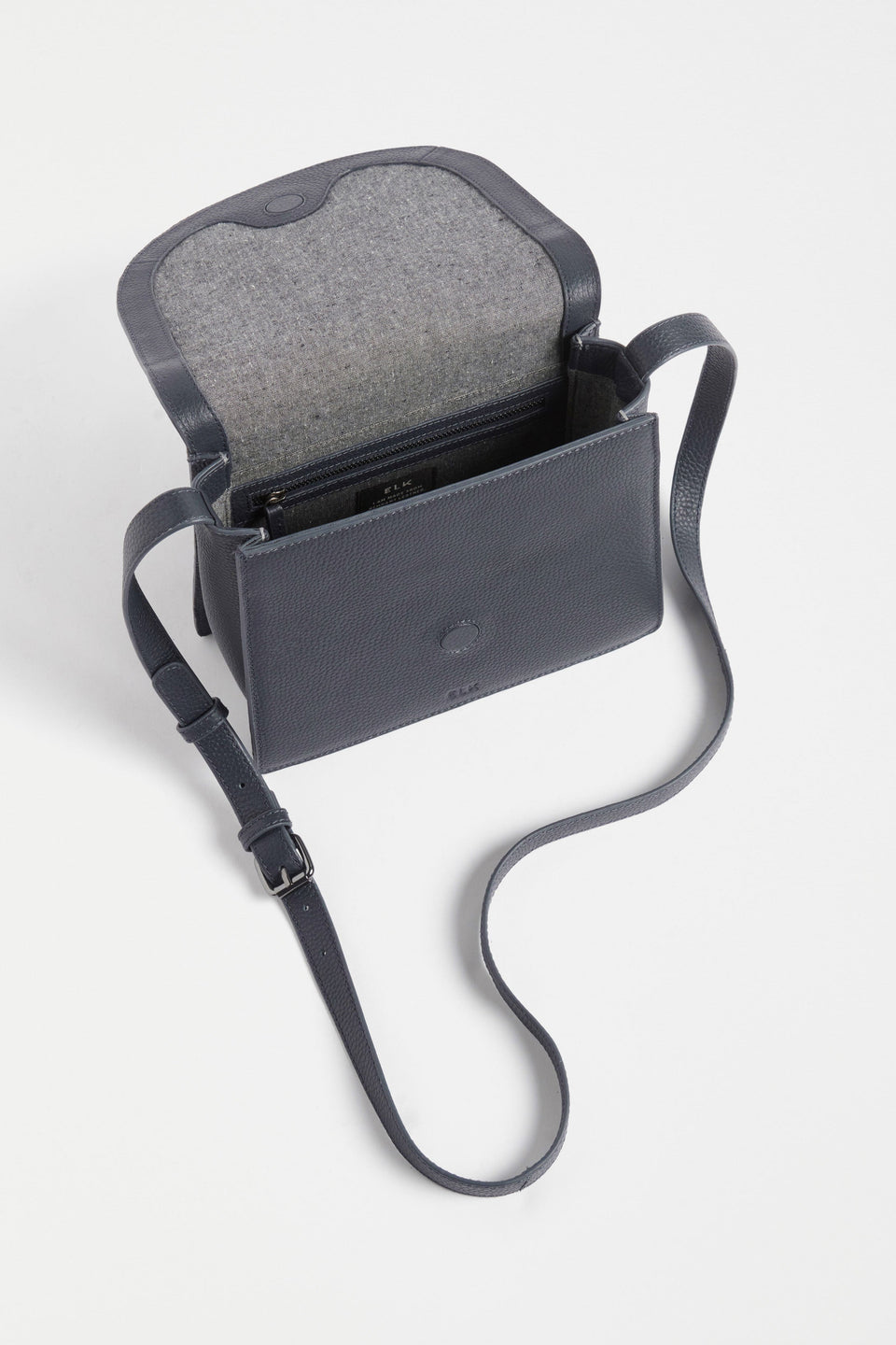 Sejer Structured Leather Crossbody Bag with Flap Closure Internal | NAVY