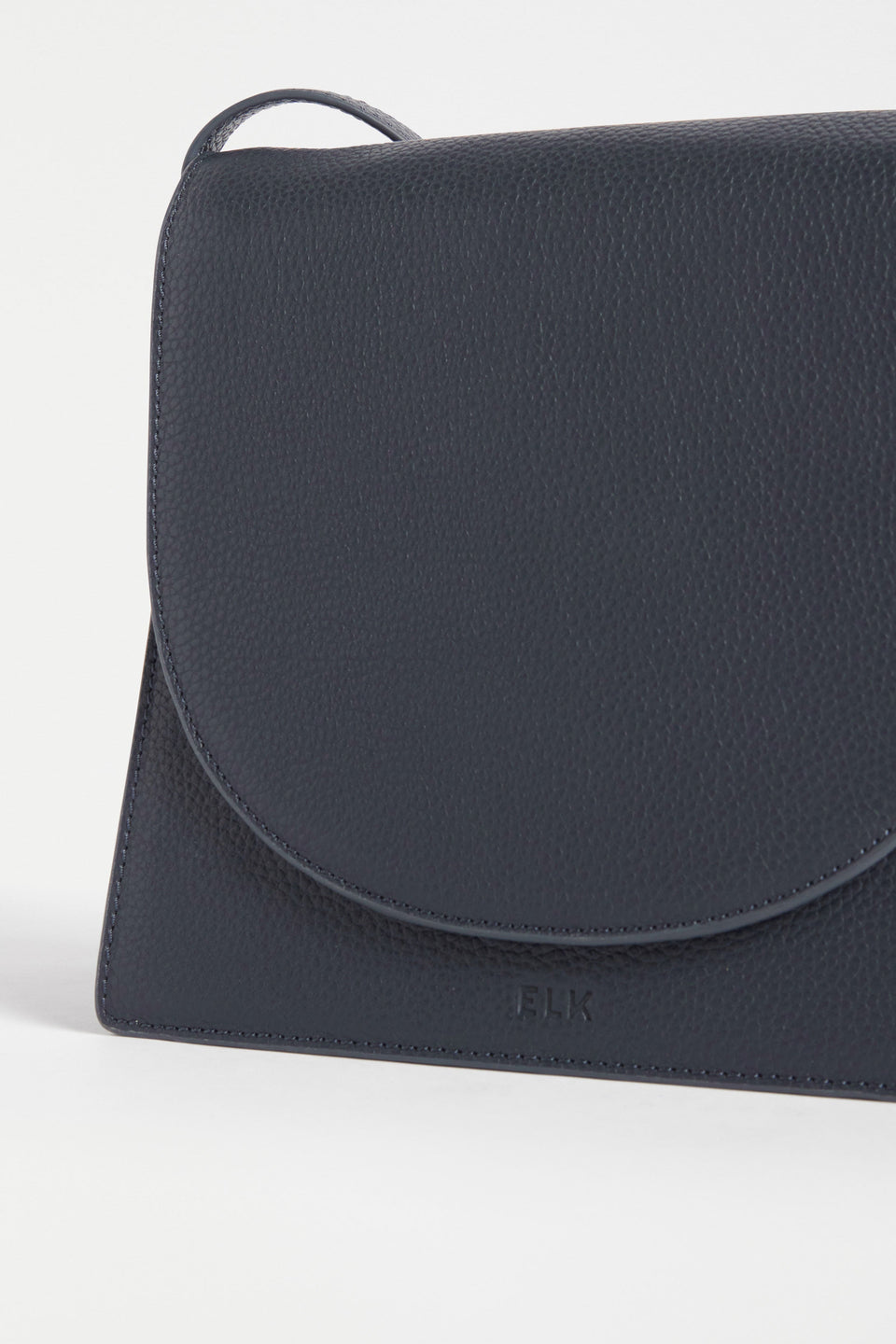 Sejer Structured Leather Crossbody Bag with Flap Closure Detail | NAVY