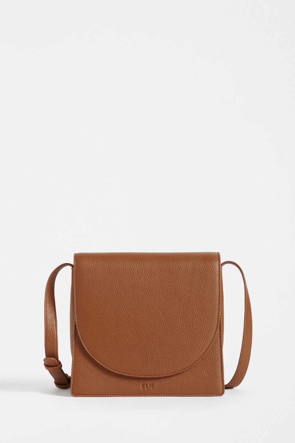 Sejer Structured Leather Crossbody Bag with Flap Closure Front | TAN