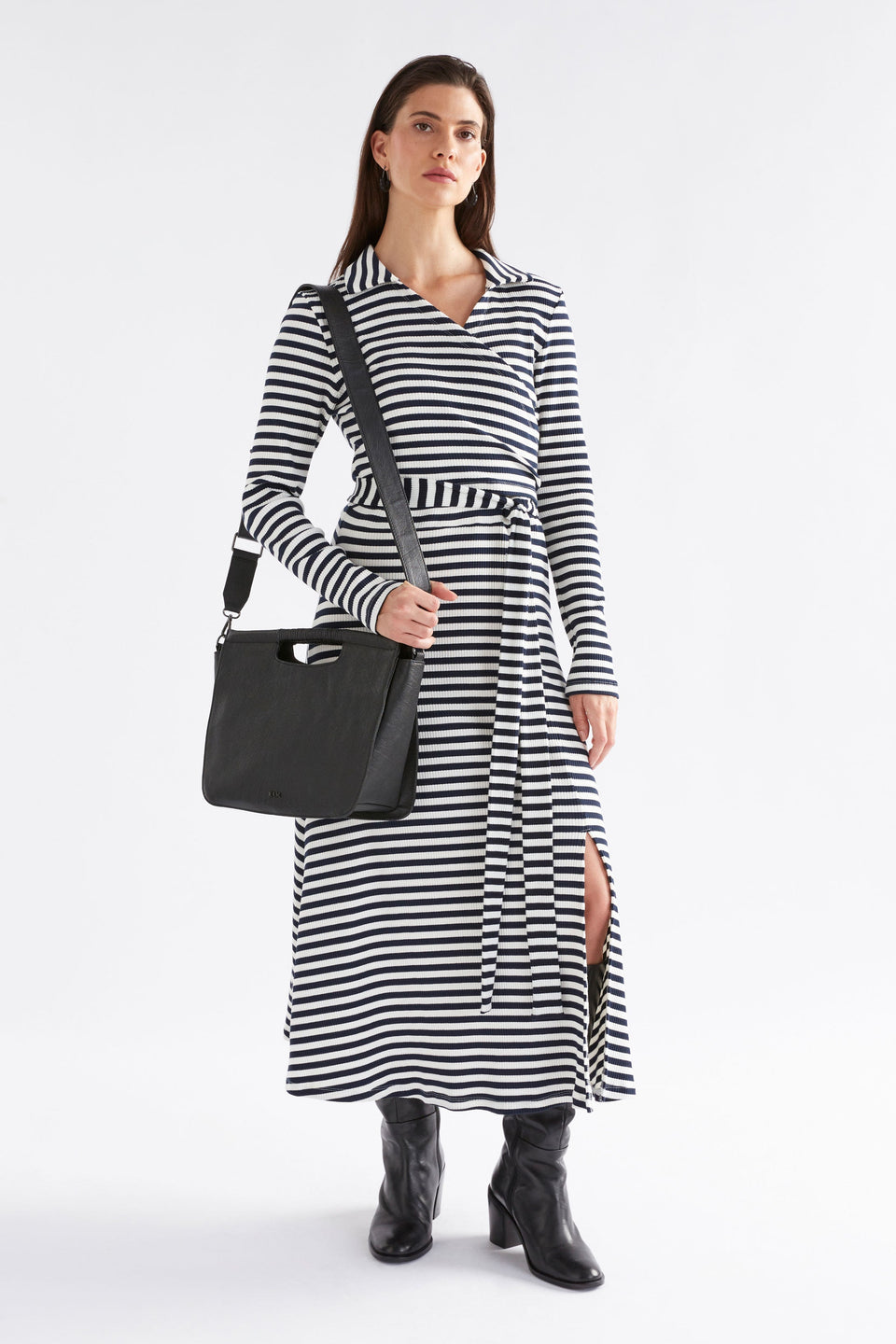 Halor Woven Strap Leather Handbag Model | TAN