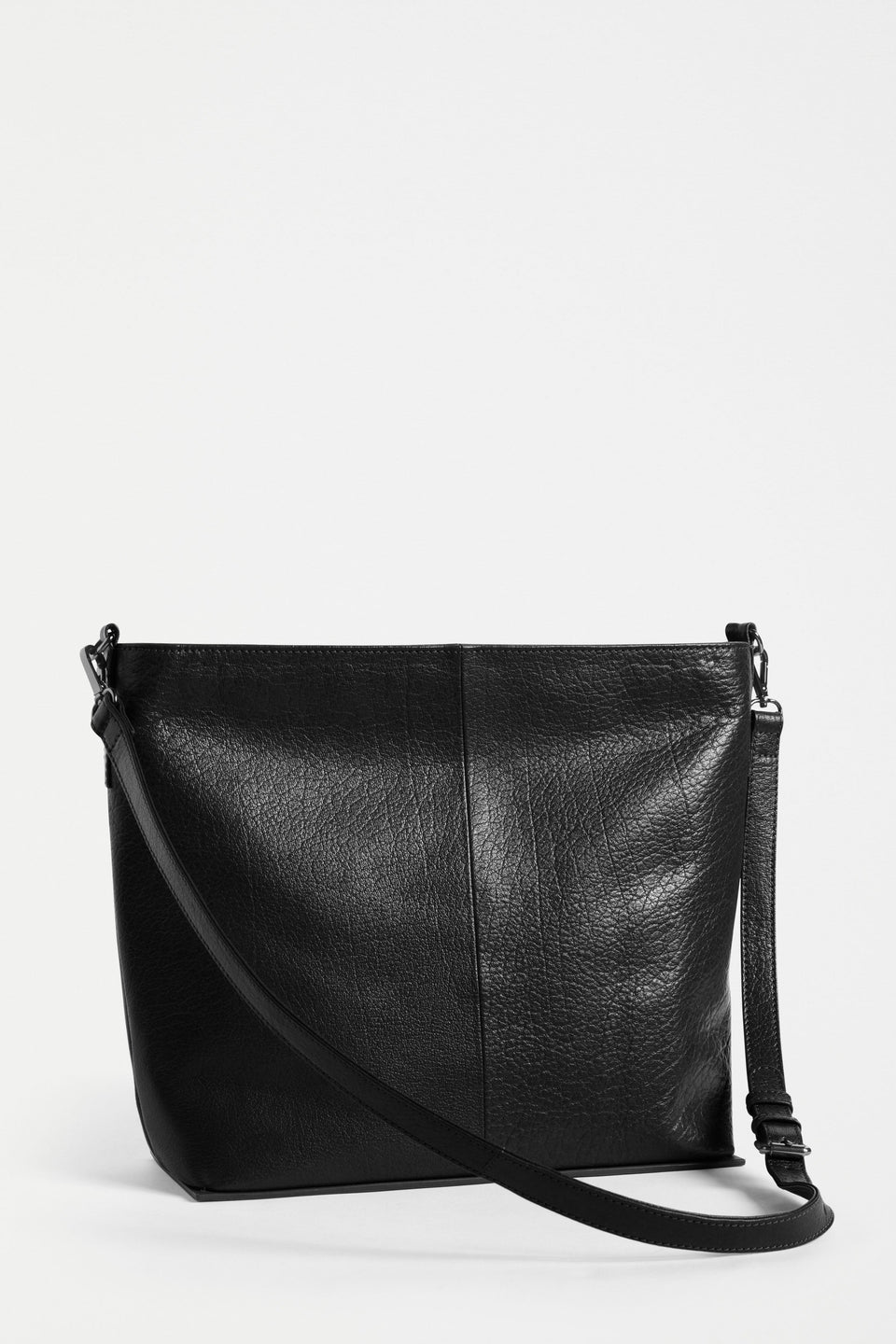 Olin Mid Sized Leather Shoulder Bag Back | BLACK