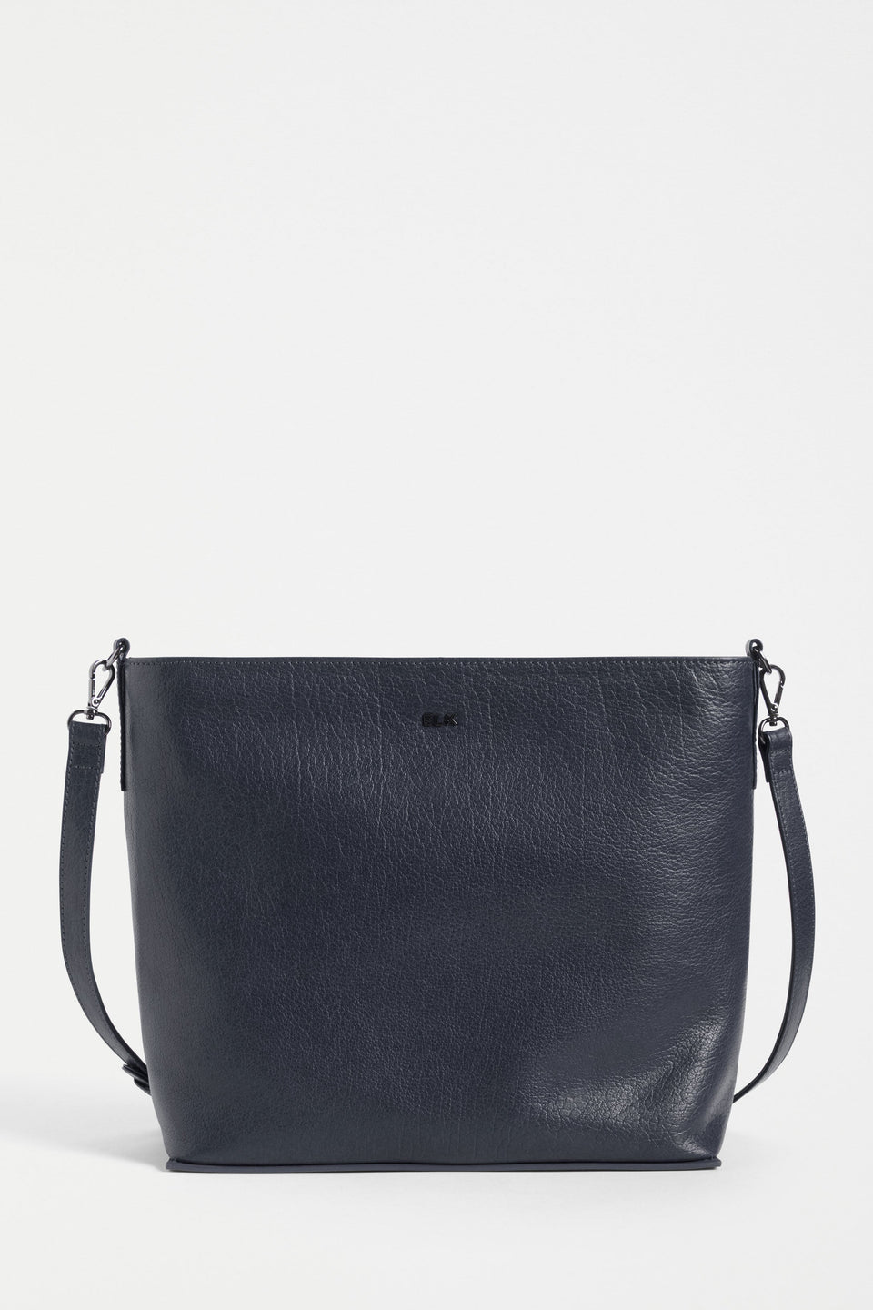 Olin Mid Sized Leather Shoulder Bag Front | NAVY