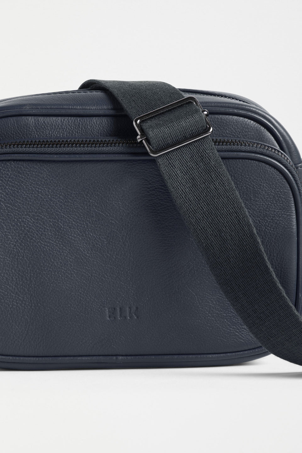 Kassel Double Compartment Leather Crossbody Bag Detail | NAVY