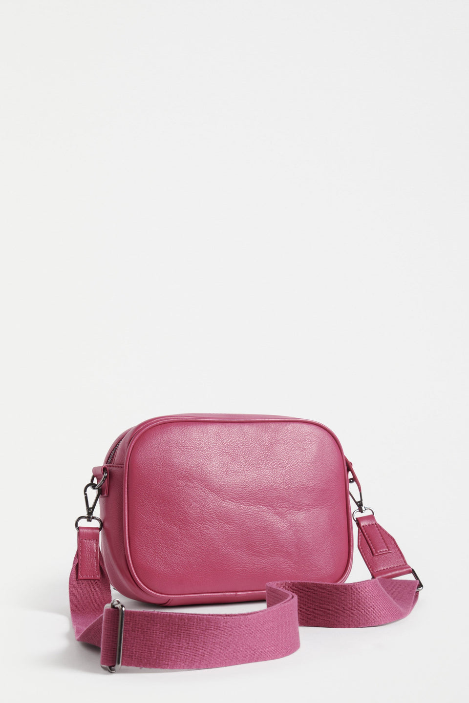 Kassel Double Compartment Leather Crossbody Bag Back | FUCHSIA