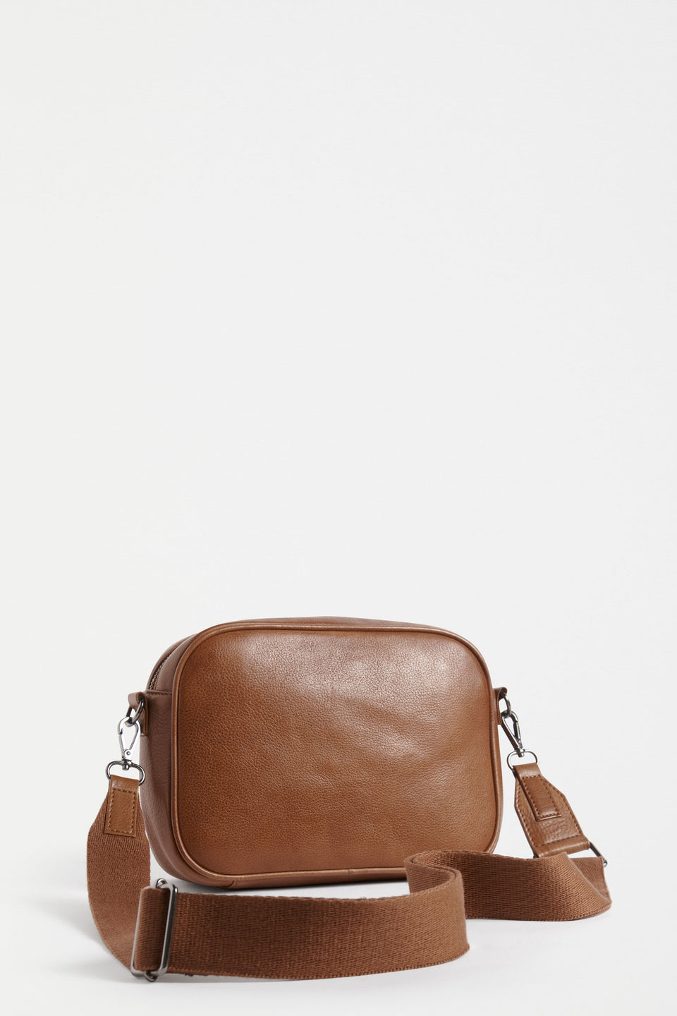 Kassel Double Compartment Leather Crossbody Bag Back | TAN