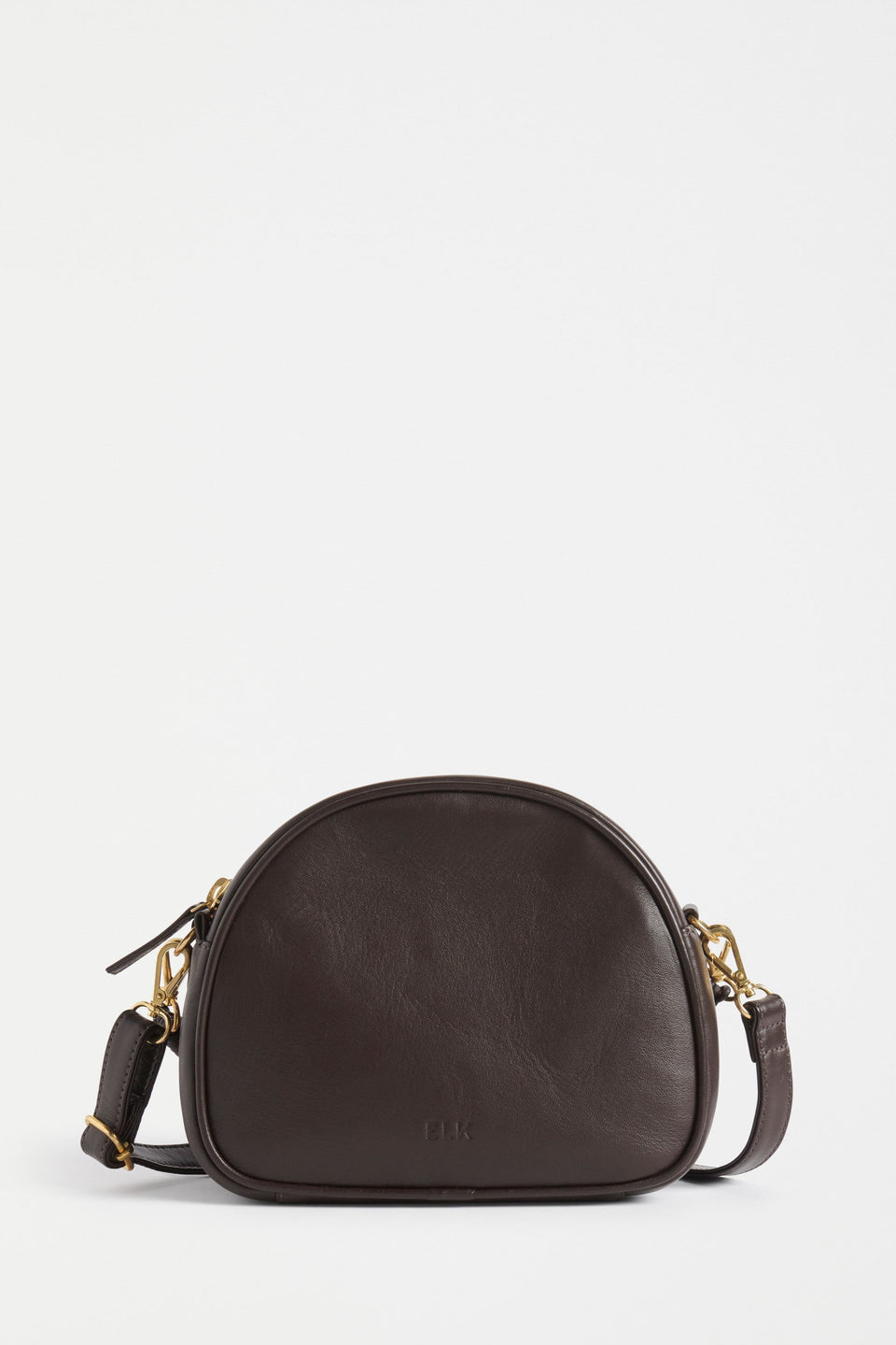 Kjeld Rounded Small Leather Crossbody Bag with Detachable handle and Strap Front | ESPRESSO