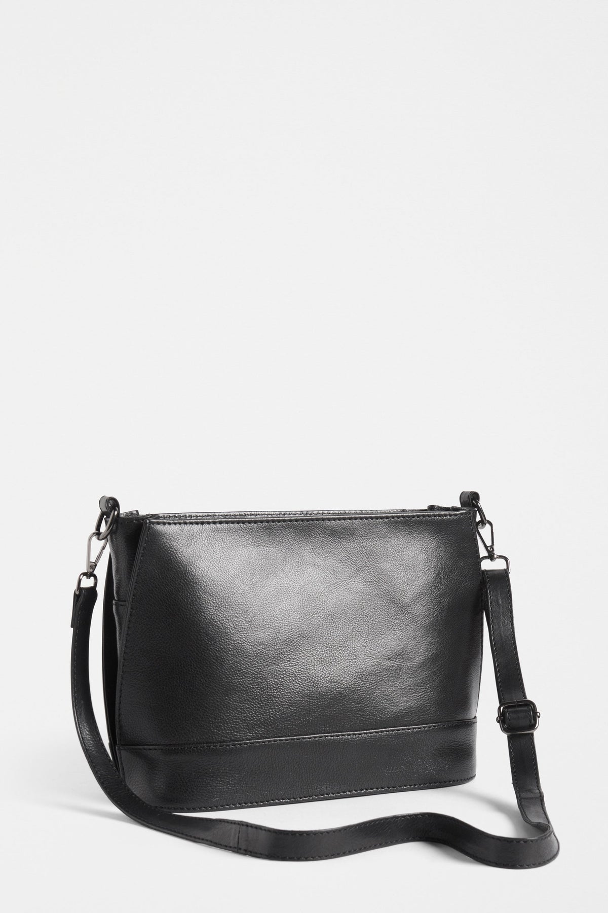 Fika Mid Sized Leather Zip up Handbag Back | BLACK