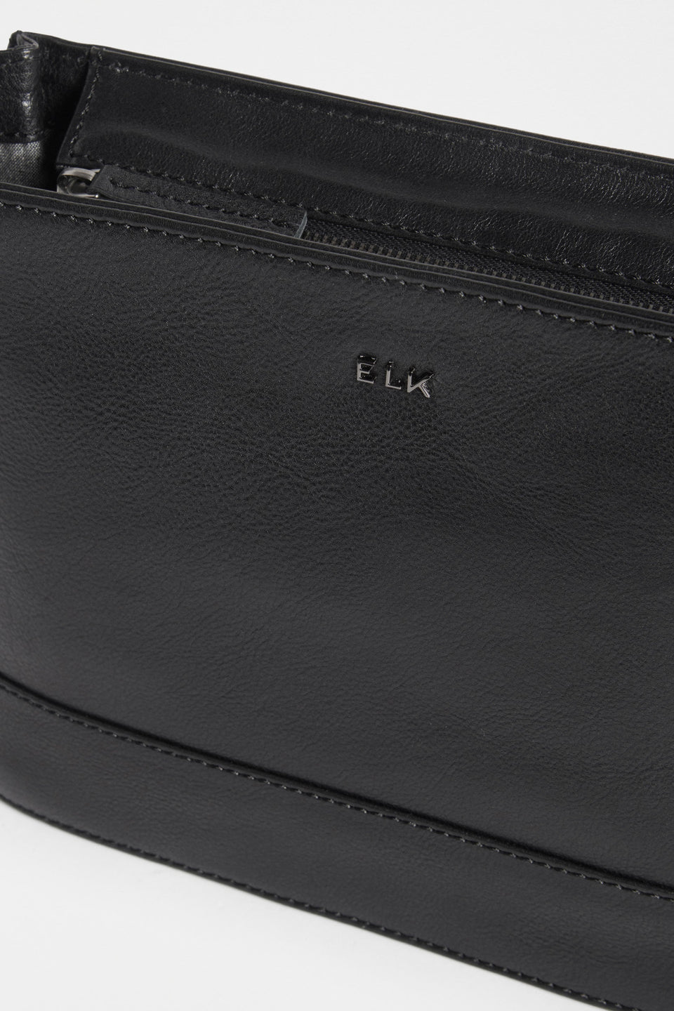 Fika Mid Sized Leather Zip up Handbag Detail | BLACK