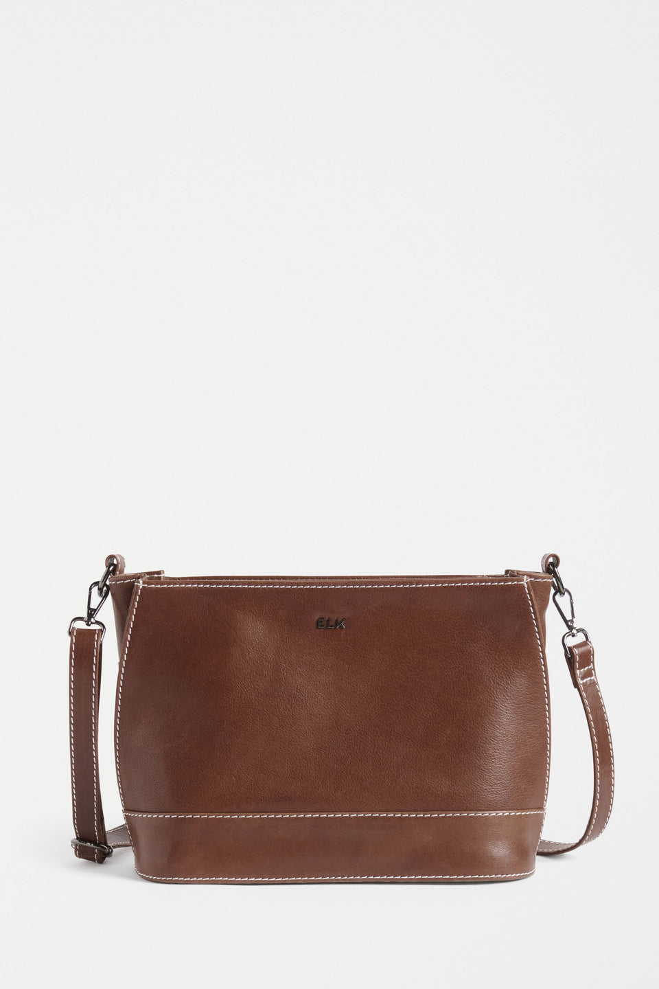 Fika Mid Sized Leather Zip up Handbag Front | TAN