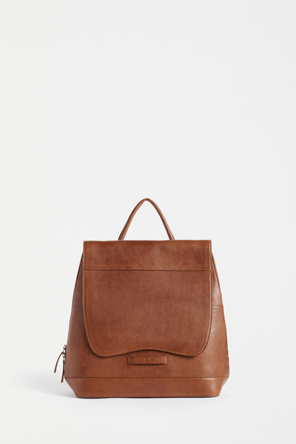Forpa Zip-Up and Flap Leather Backpack Front | TAN