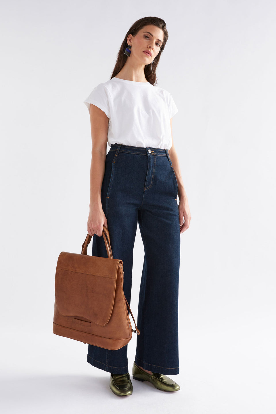 Forpa Zip-Up and Flap Leather Backpack Model as tote | TAN