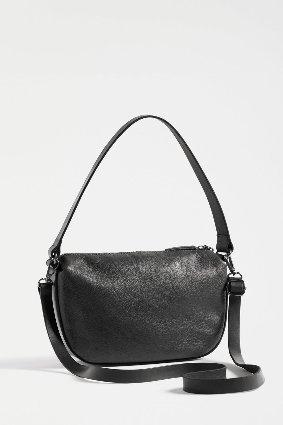 Illin Mini Leather Sling Shoulder Bag with Detachable Crossbody Strap Back | BLACK