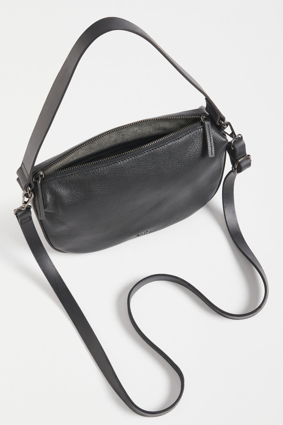 Illin Mini Leather Sling Shoulder Bag with Detachable Crossbody Strap Overhead | BLACK