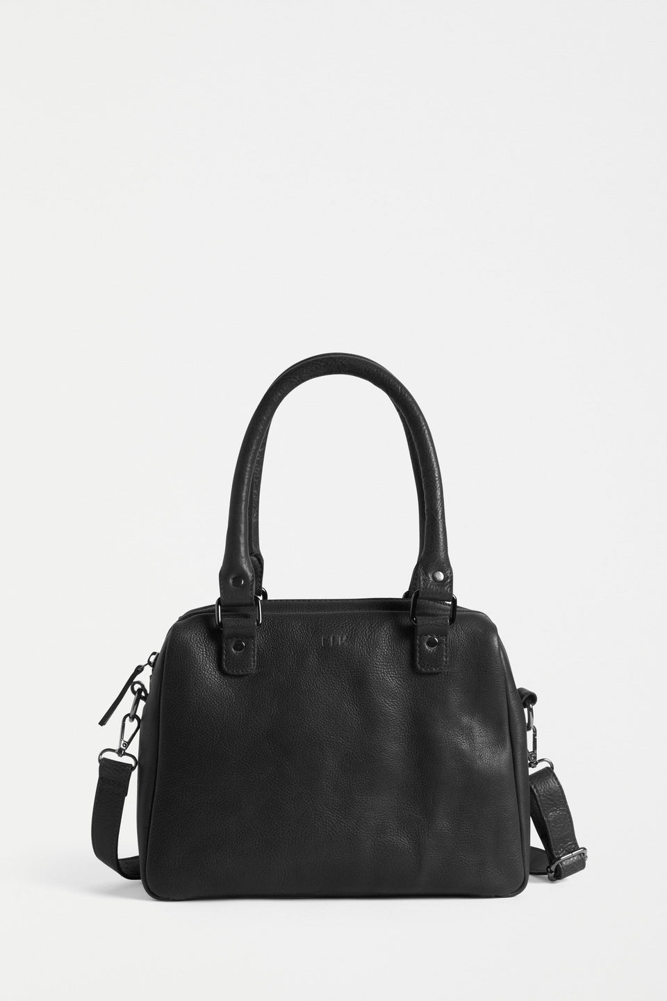 Arta Leather Bowler Inspired Crossbody Bag Front | BLACK