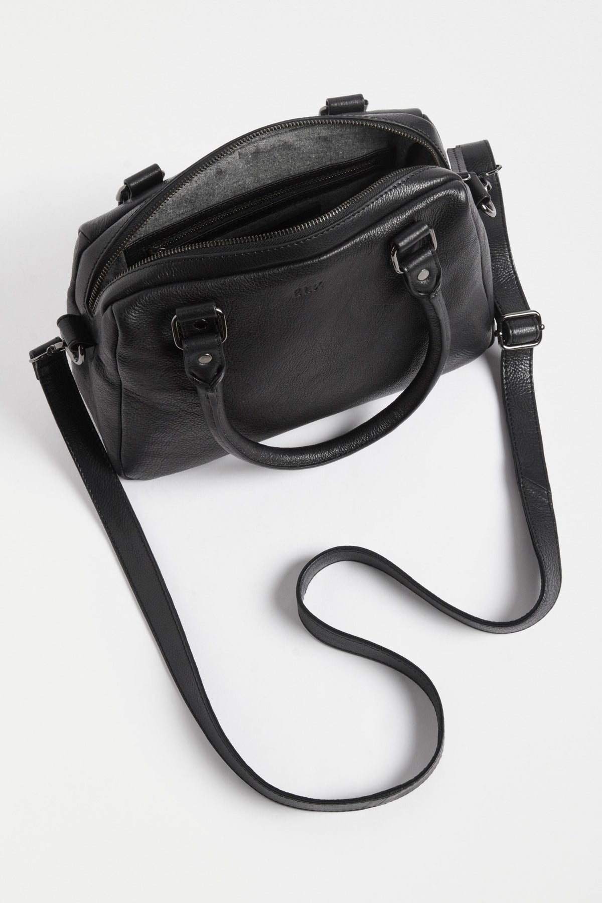 Arta Leather Bowler Inspired Crossbody Bag Internal | BLACK
