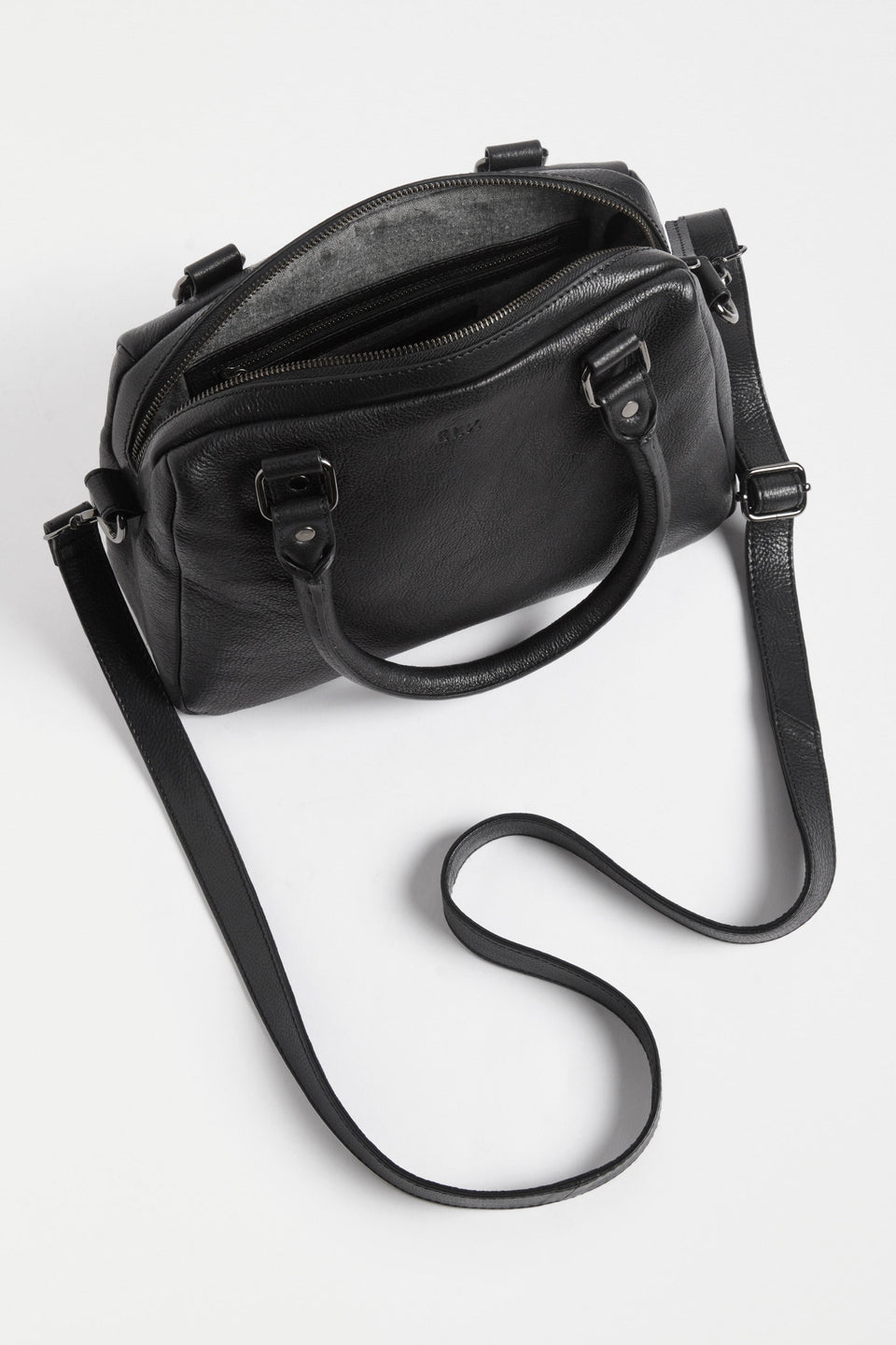 Arta Leather Bowler Inspired Crossbody Bag Internal | BLACK
