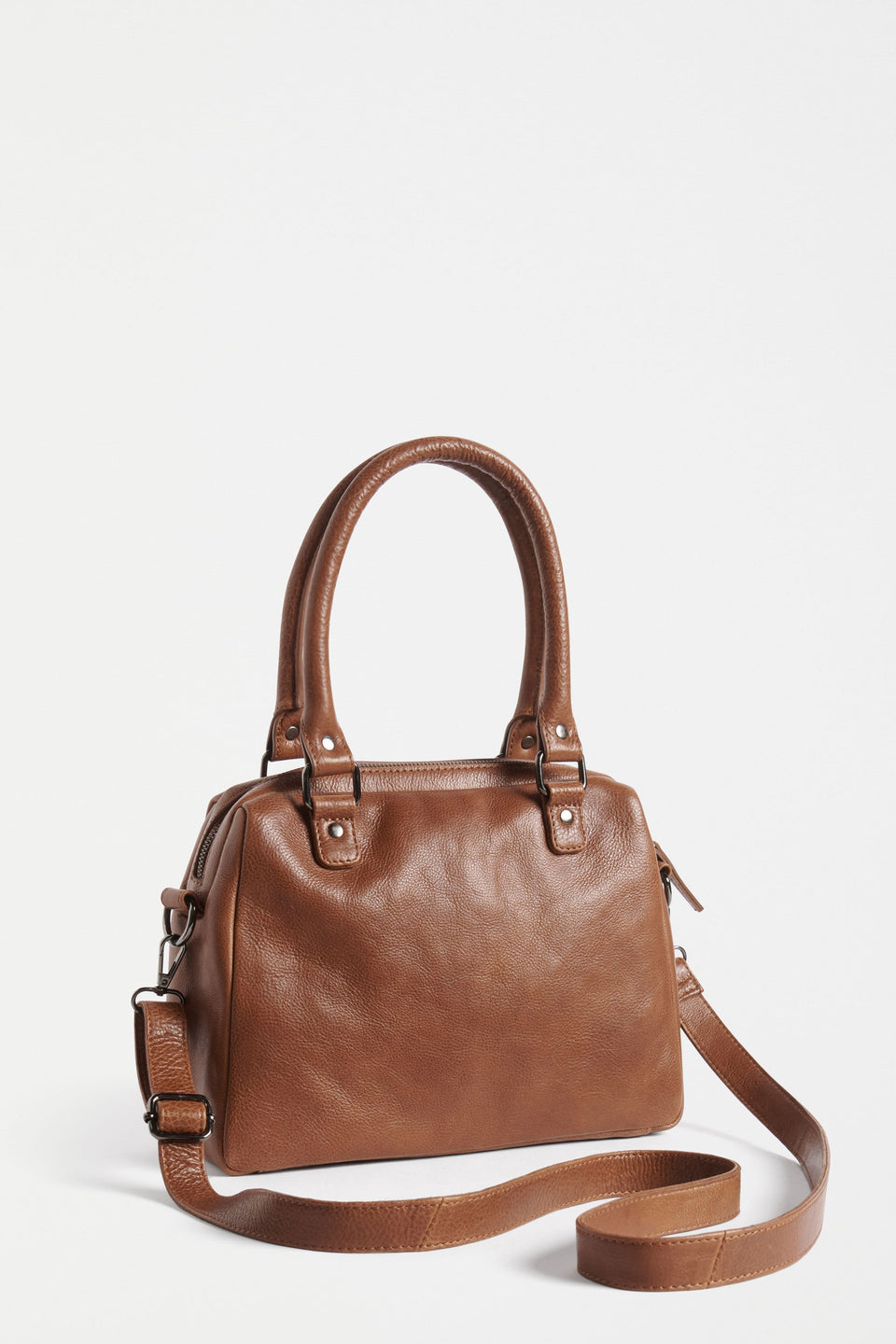 Arta Leather Bowler Inspired Crossbody Bag Back | TAN